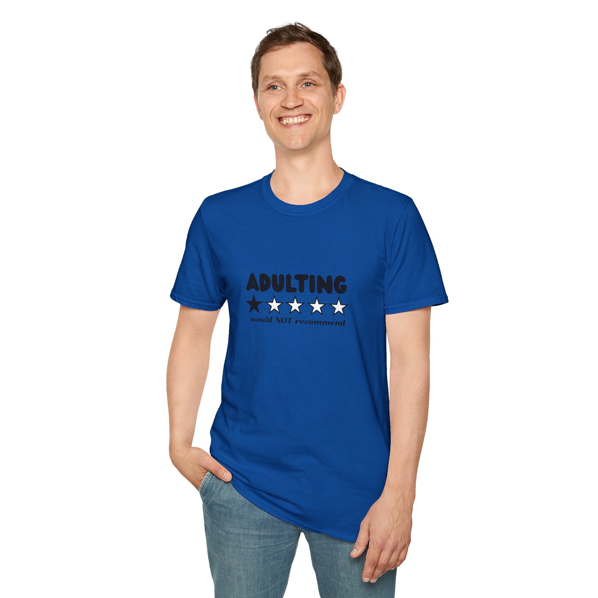 Adulting 1-Star Review T-Shirt — "Adulting would NOT recommend" Funny Tee