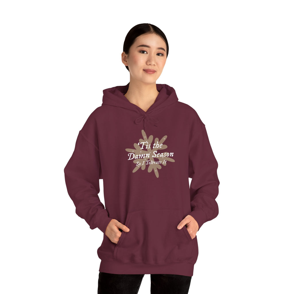 Hoodie — “Tis the Damn Season” Winter Leaves Cozy Pullover