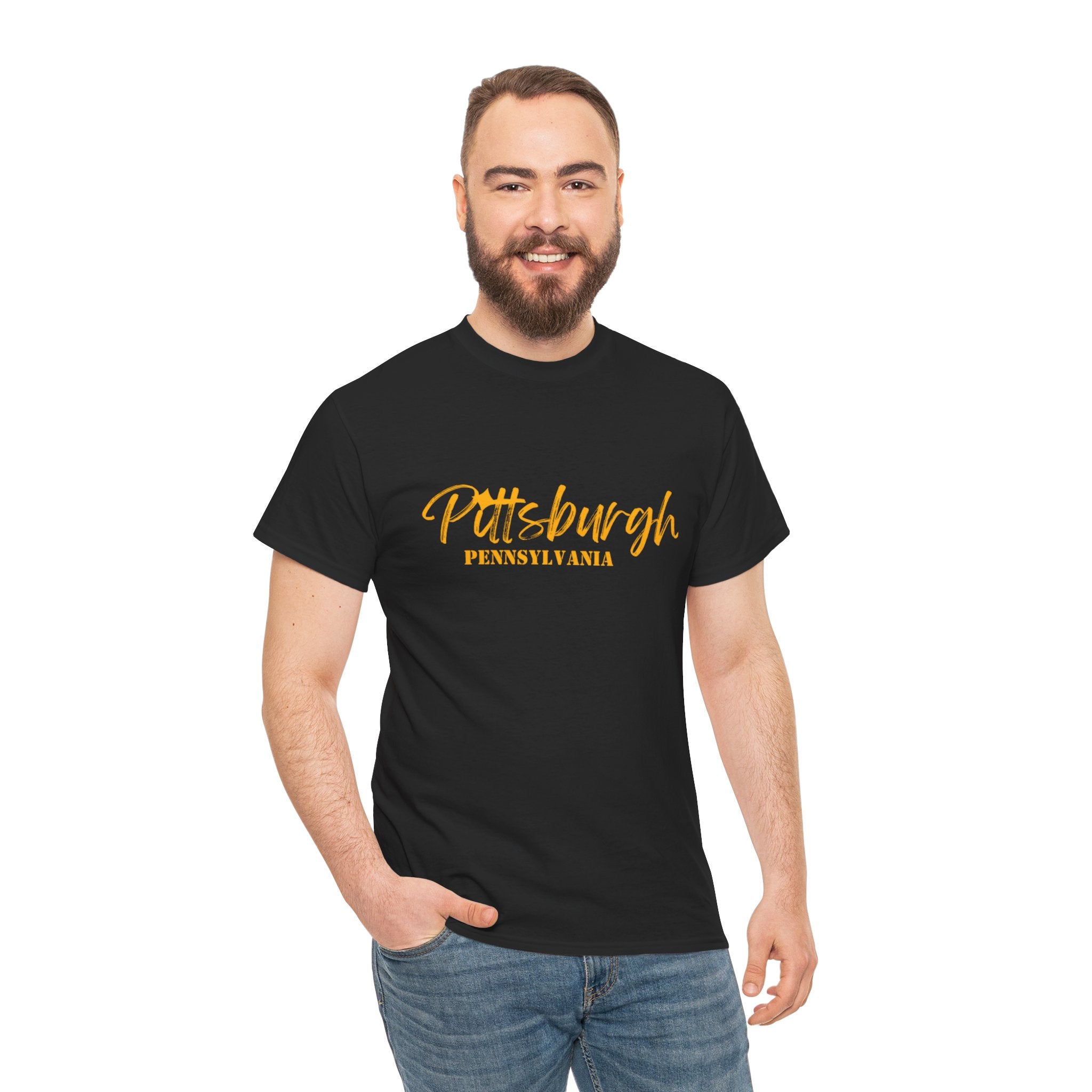 Pittsburgh Pennsylvania Script Tee - Black & Gold City Pride T-Shirt