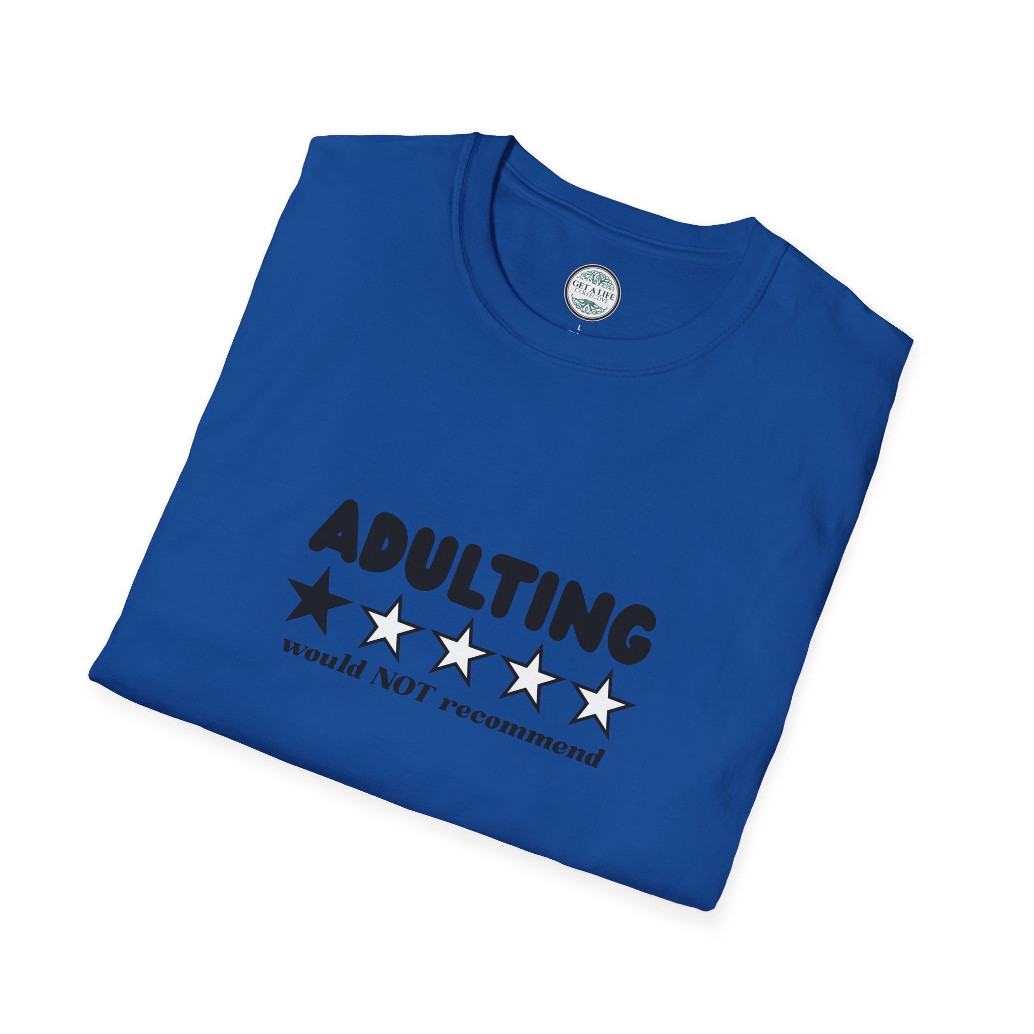Adulting 1-Star Review T-Shirt — "Adulting would NOT recommend" Funny Tee