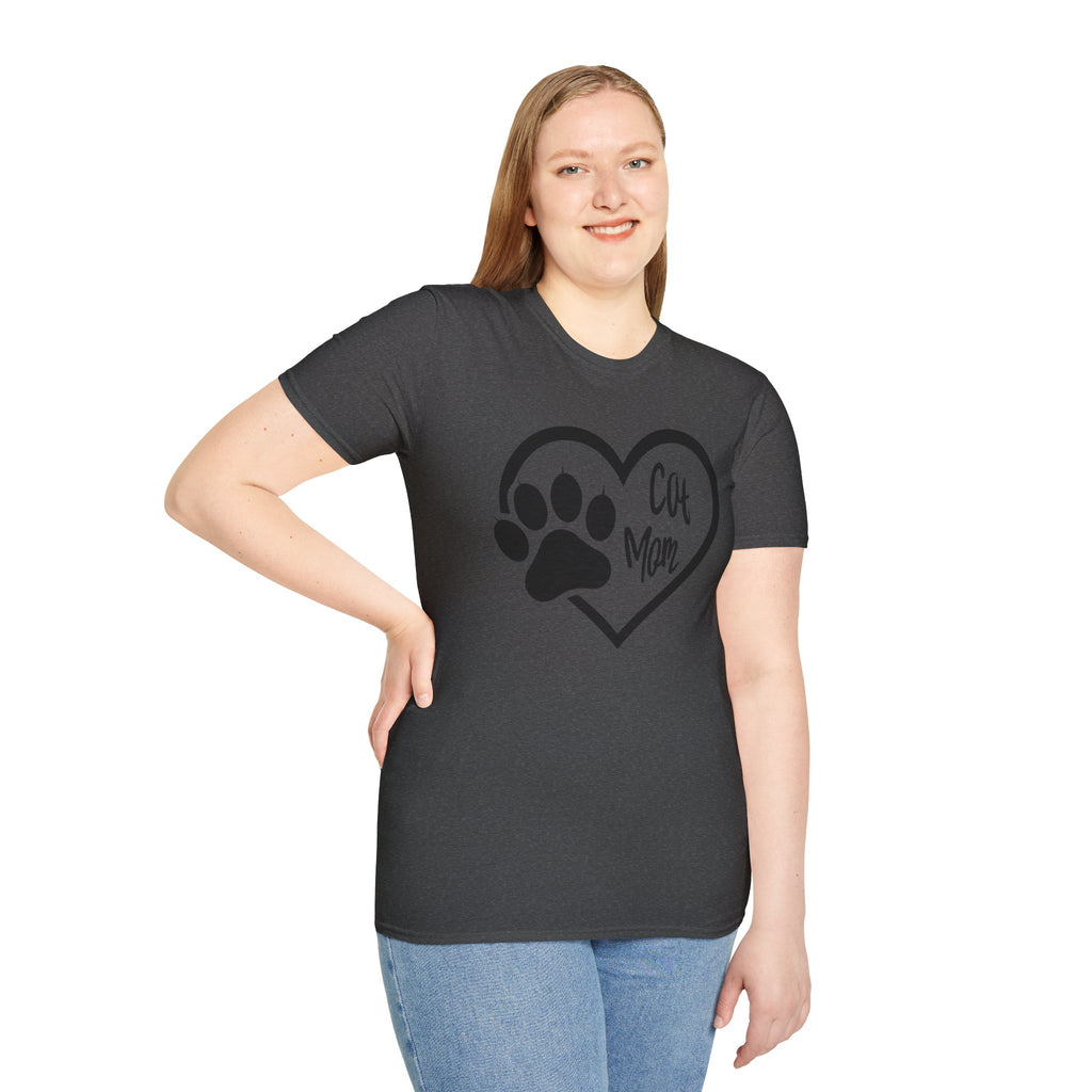 Cat Mom T-Shirt — Heart & Paw Graphic Tee for Cat Lovers
