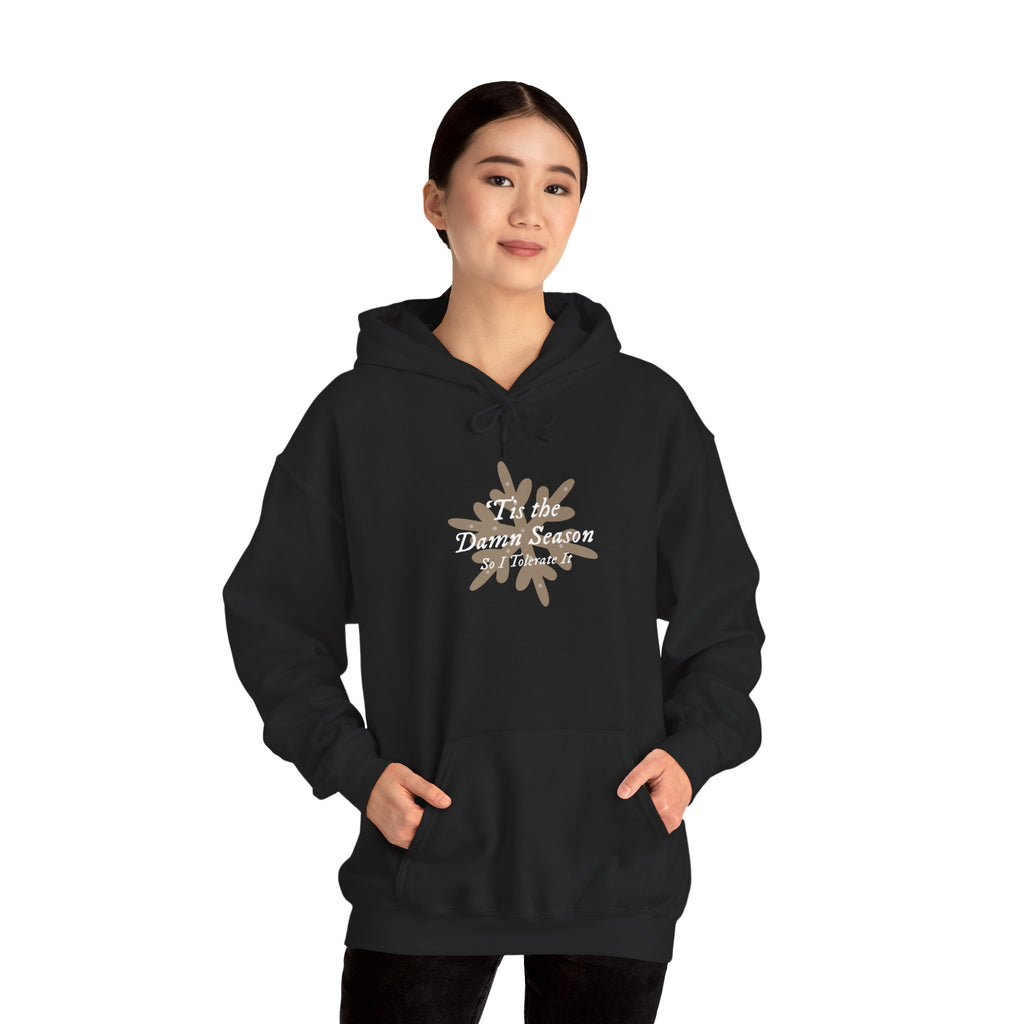 Hoodie — “Tis the Damn Season” Winter Leaves Cozy Pullover