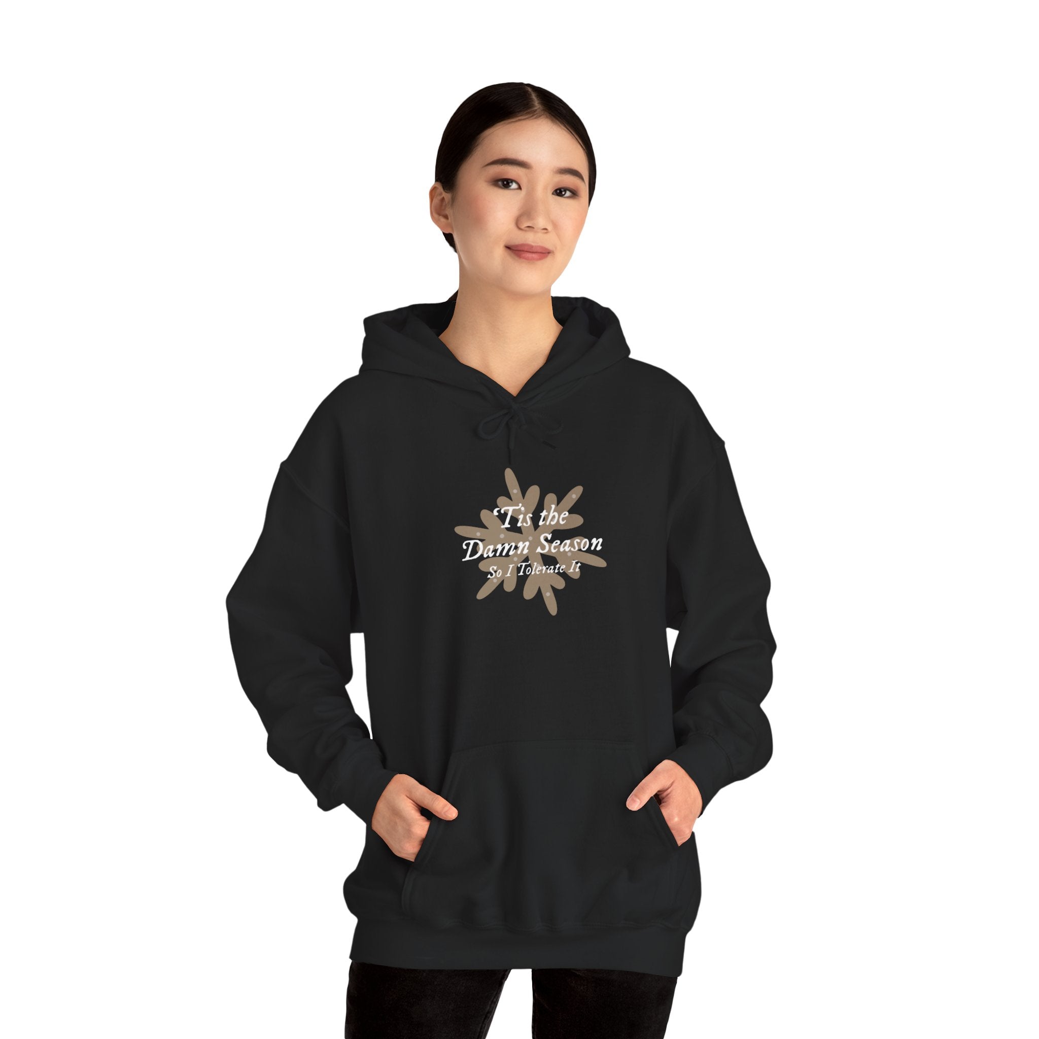 Hoodie — “Tis the Damn Season” Winter Leaves Cozy Pullover