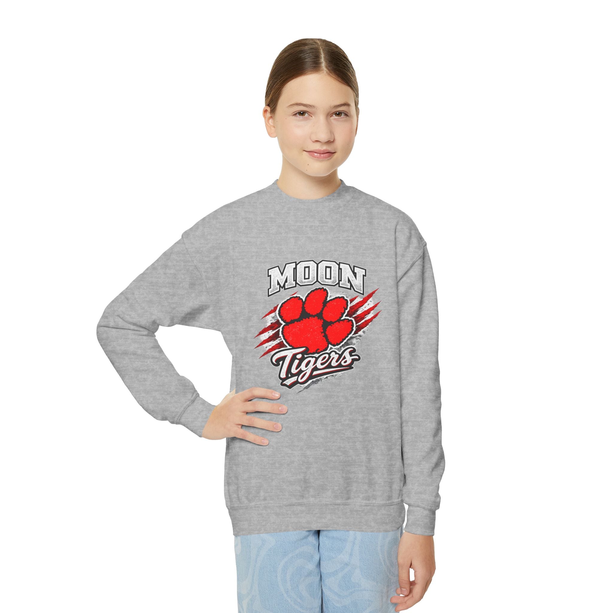 Youth Crewneck Sweatshirt - Moon Tigers Paw Graphic