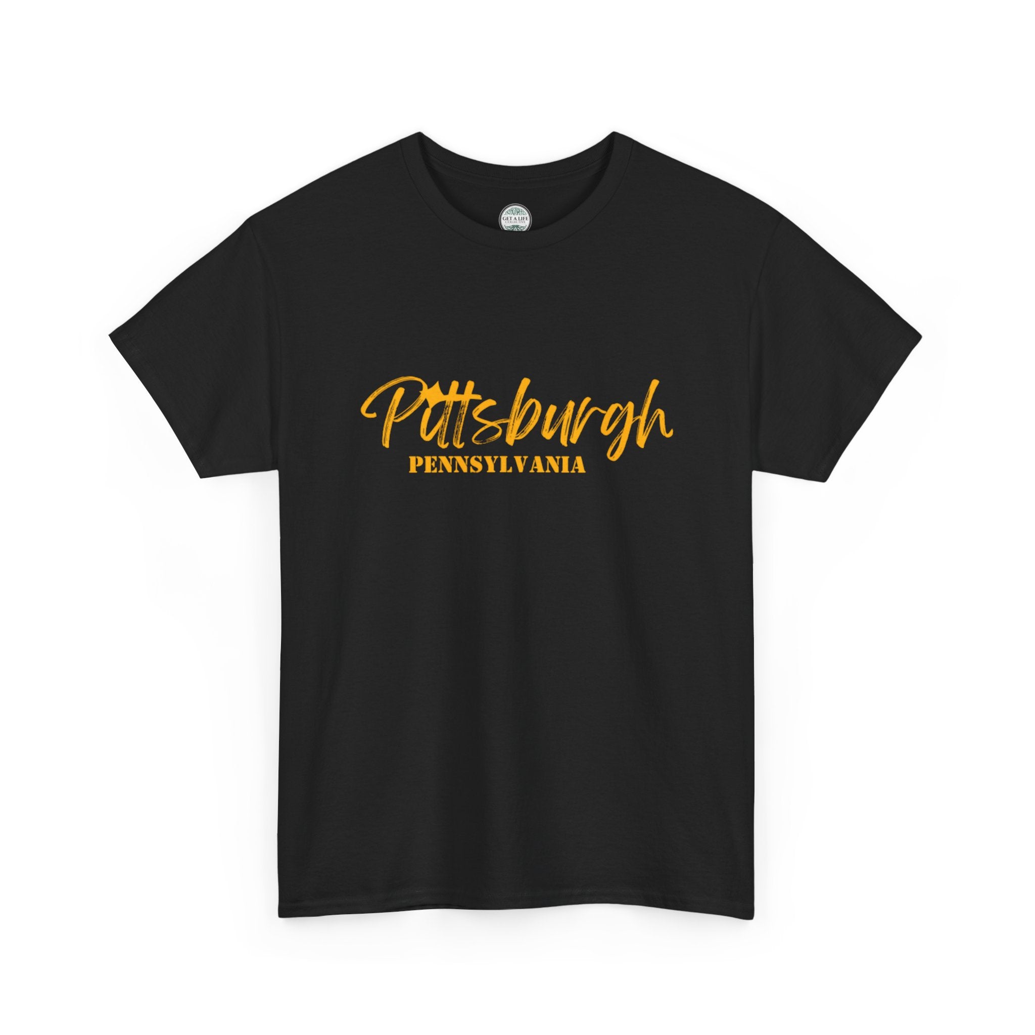 Pittsburgh Pennsylvania Script Tee - Black & Gold City Pride T-Shirt