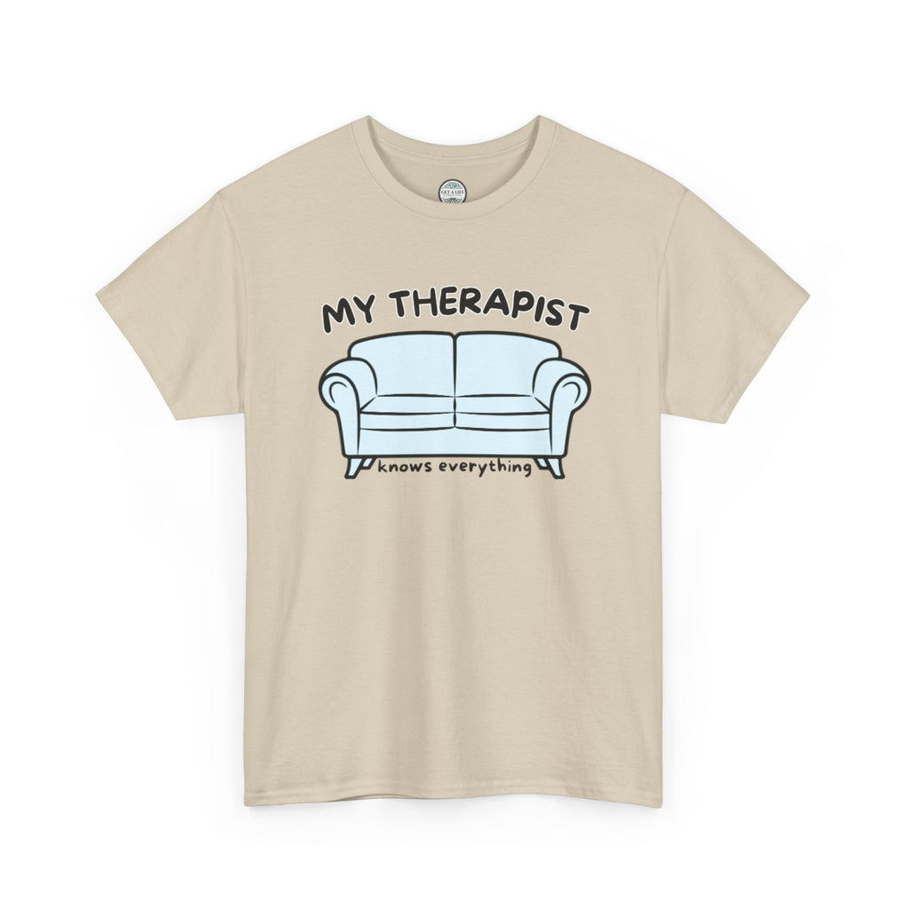 T-Shirt — 'My Therapist is My Couch' Funny Mental Health Couch Graphic Tee