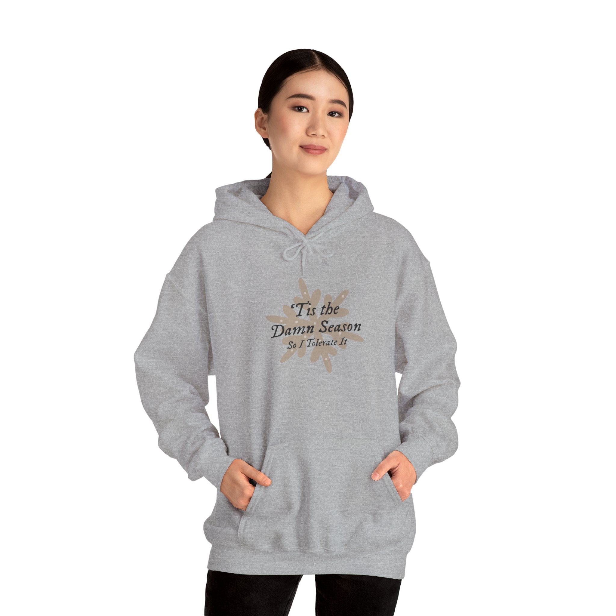 Hoodie — “Tis the Damn Season” Winter Leaves Cozy Pullover