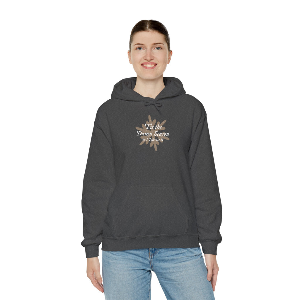 Hoodie — “Tis the Damn Season” Winter Leaves Cozy Pullover