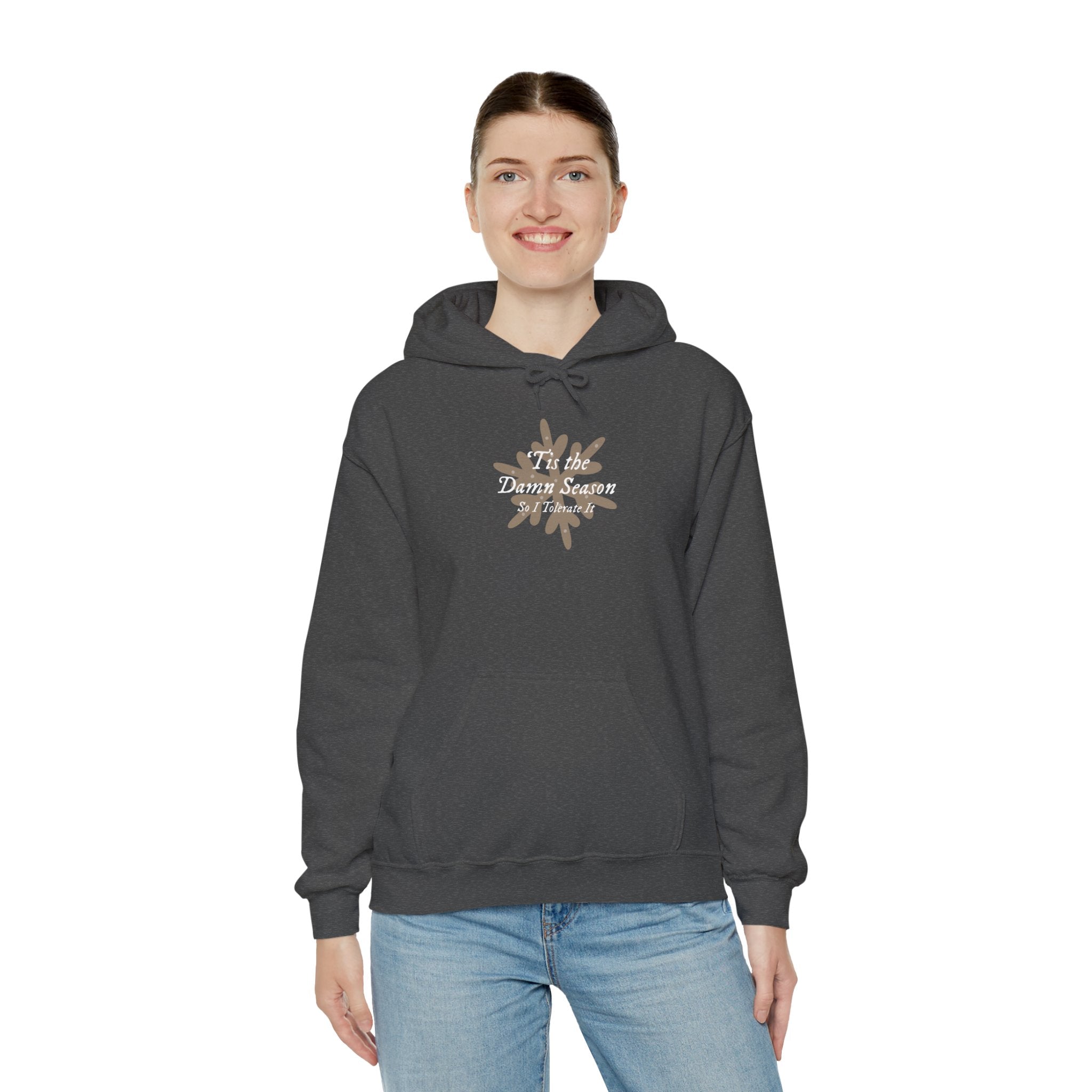 Hoodie — “Tis the Damn Season” Winter Leaves Cozy Pullover