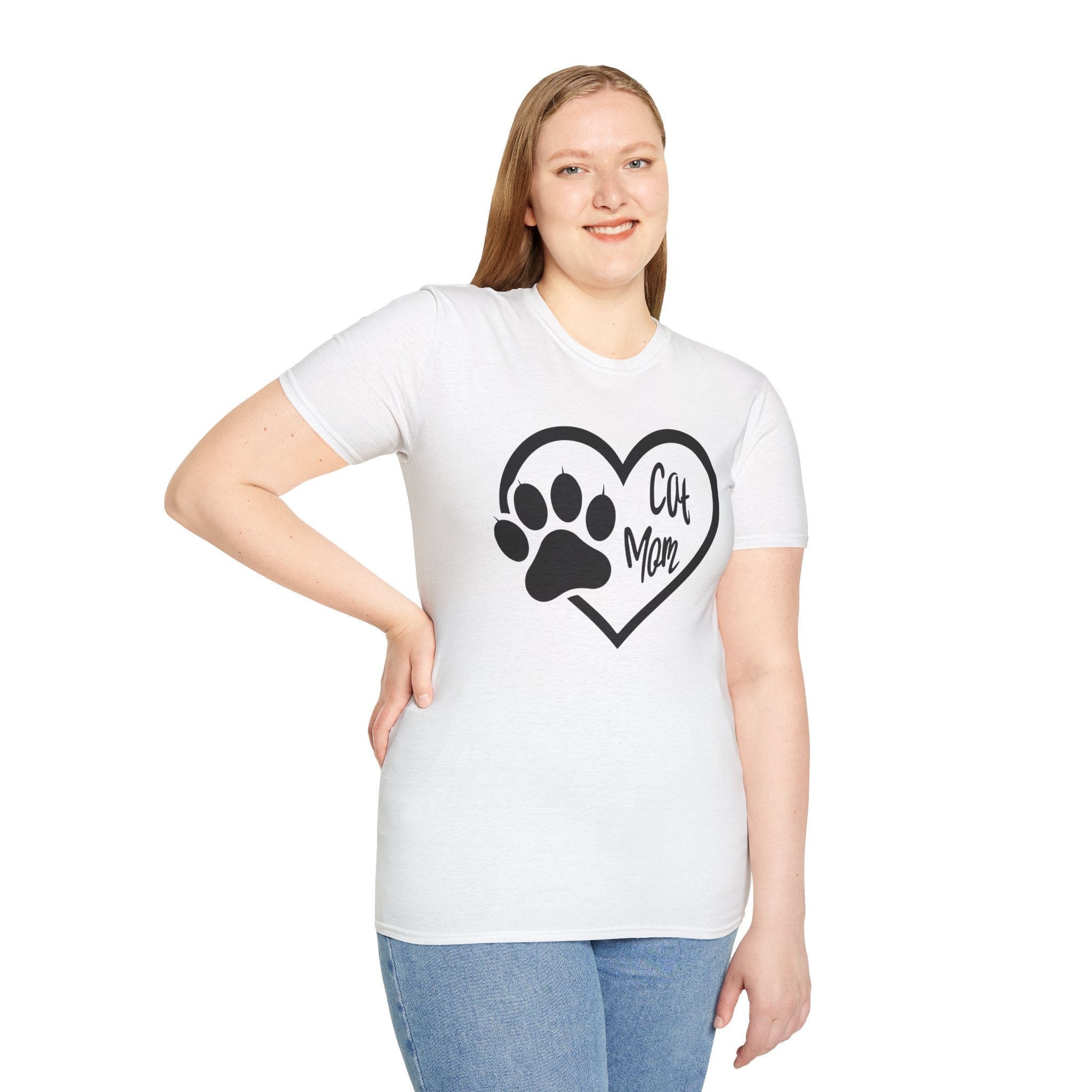 Cat Mom T-Shirt — Heart & Paw Graphic Tee for Cat Lovers