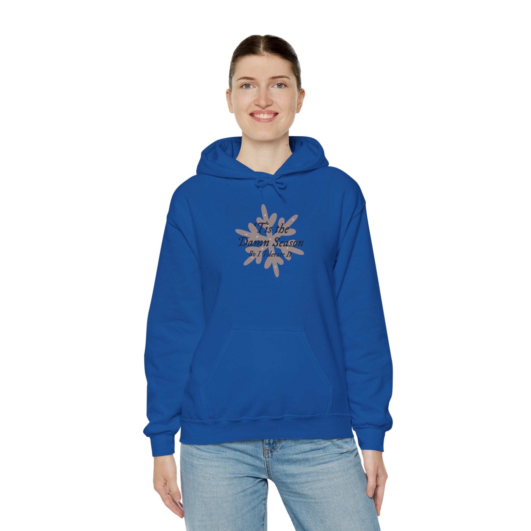 Hoodie — “Tis the Damn Season” Winter Leaves Cozy Pullover