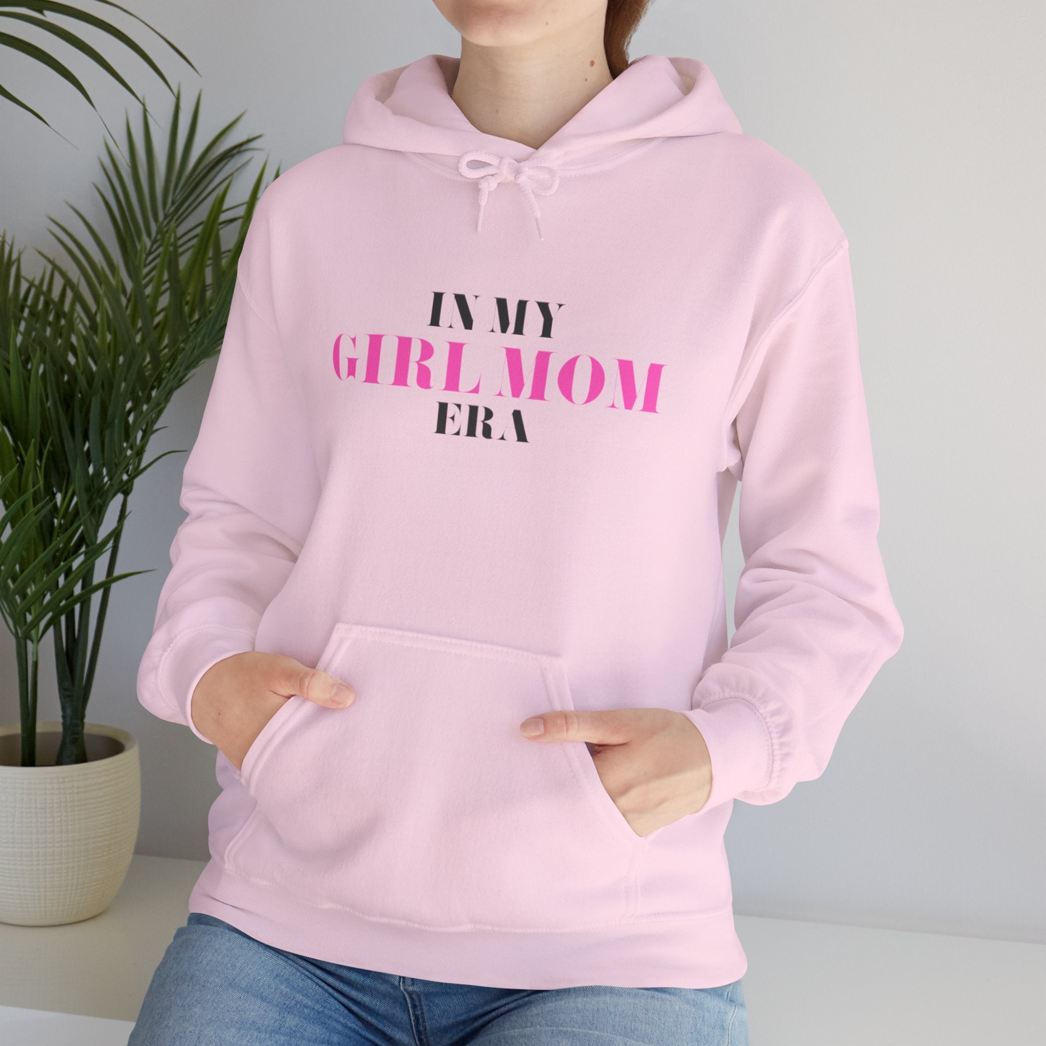 In My Girl Mom Era Hoodie — Feminine Pink Statement Sweatshirt for New & Proud Moms