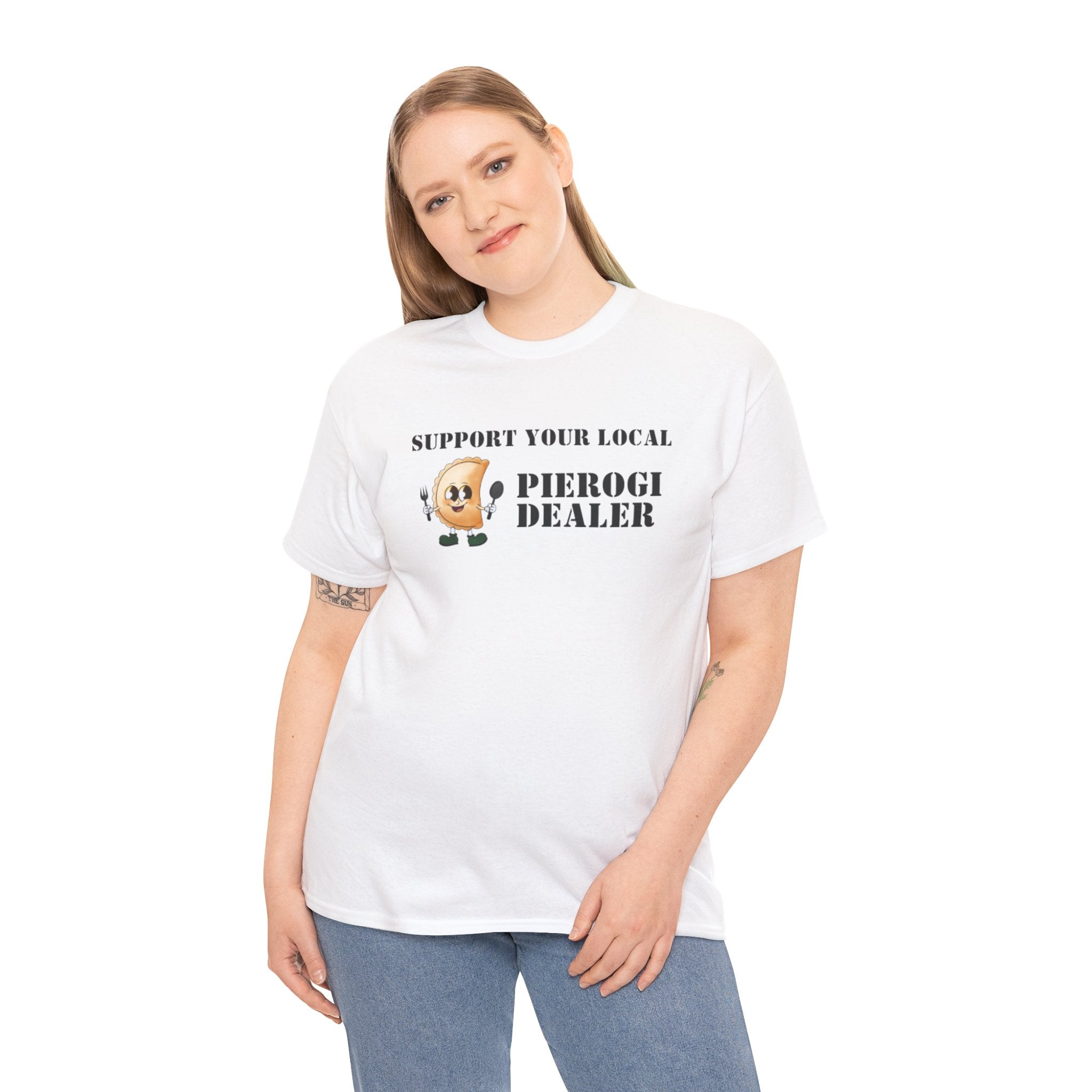 Pierogi Dealer T-Shirt - "Support Your Local" Funny Polish Food Tee