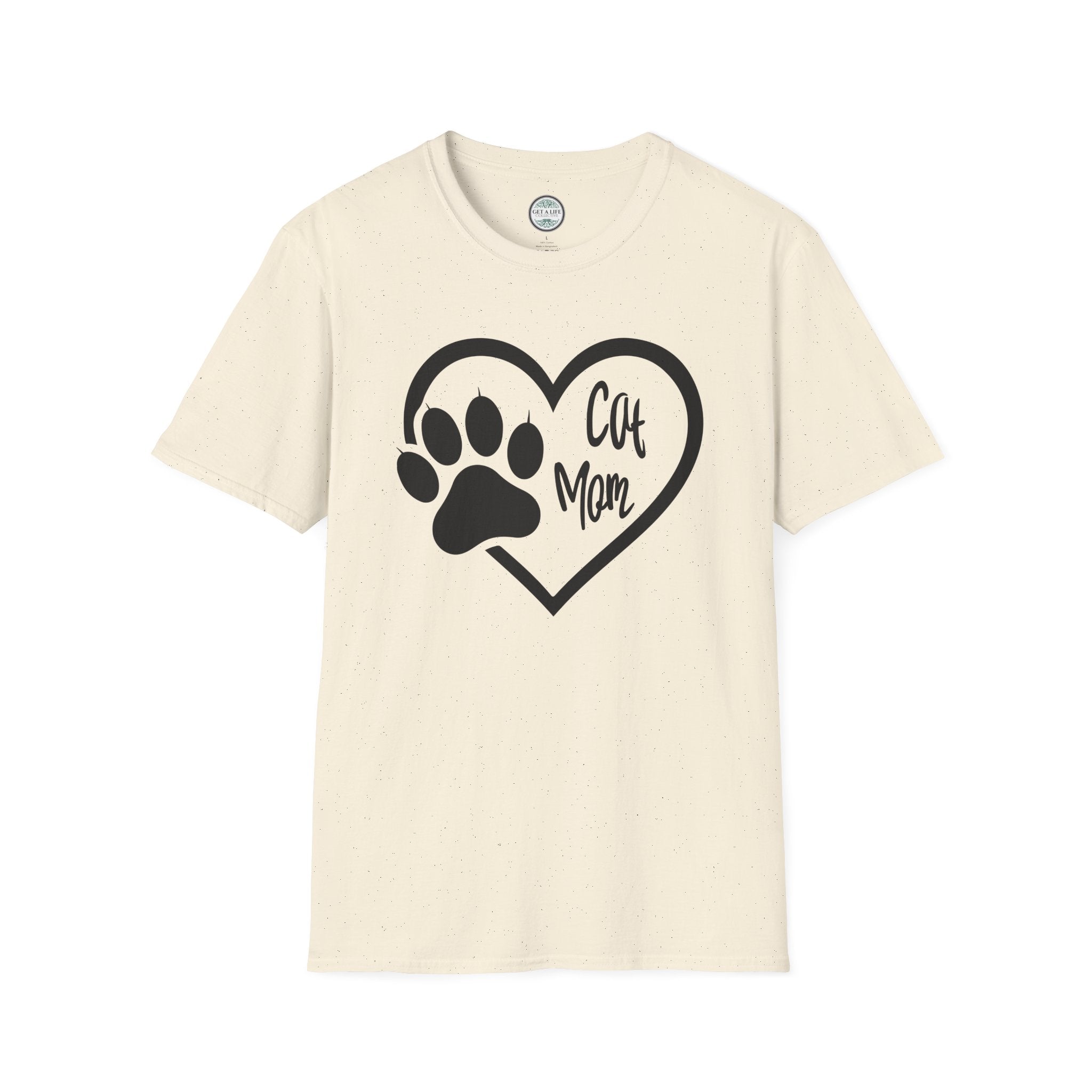 Cat Mom T-Shirt — Heart & Paw Graphic Tee for Cat Lovers