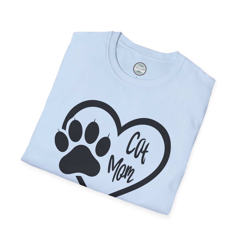 Cat Mom T-Shirt — Heart & Paw Graphic Tee for Cat Lovers
