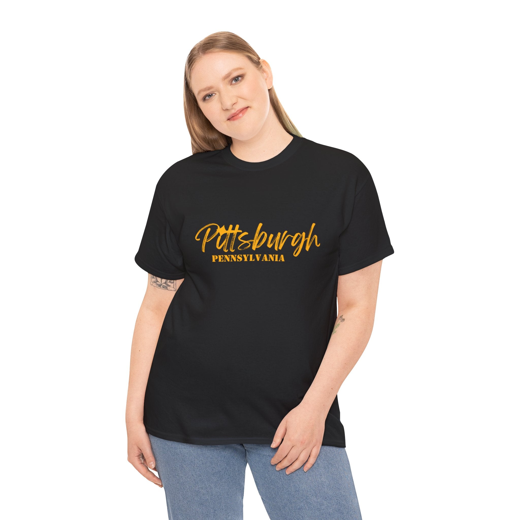 Pittsburgh Pennsylvania Script Tee - Black & Gold City Pride T-Shirt