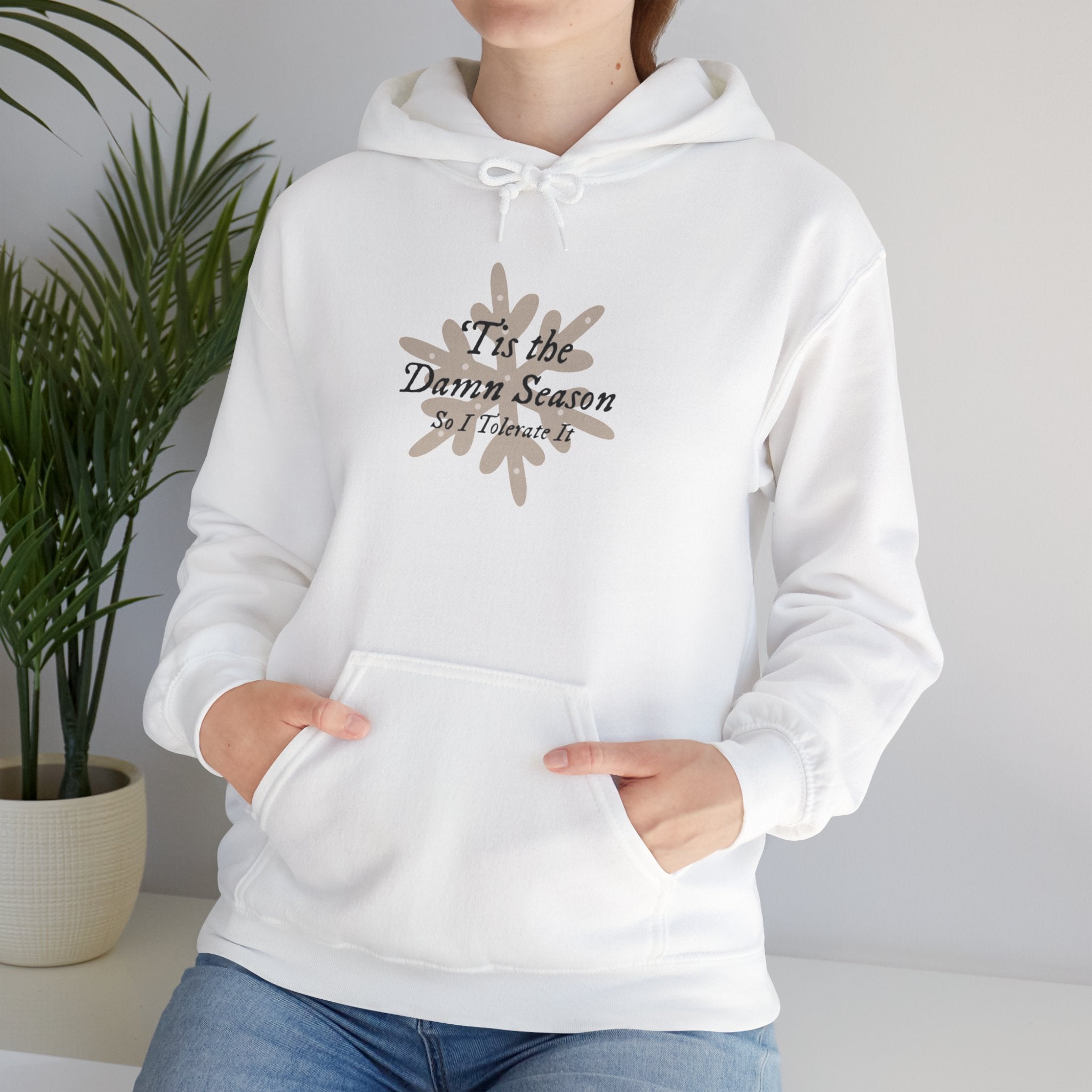 Hoodie — “Tis the Damn Season” Winter Leaves Cozy Pullover