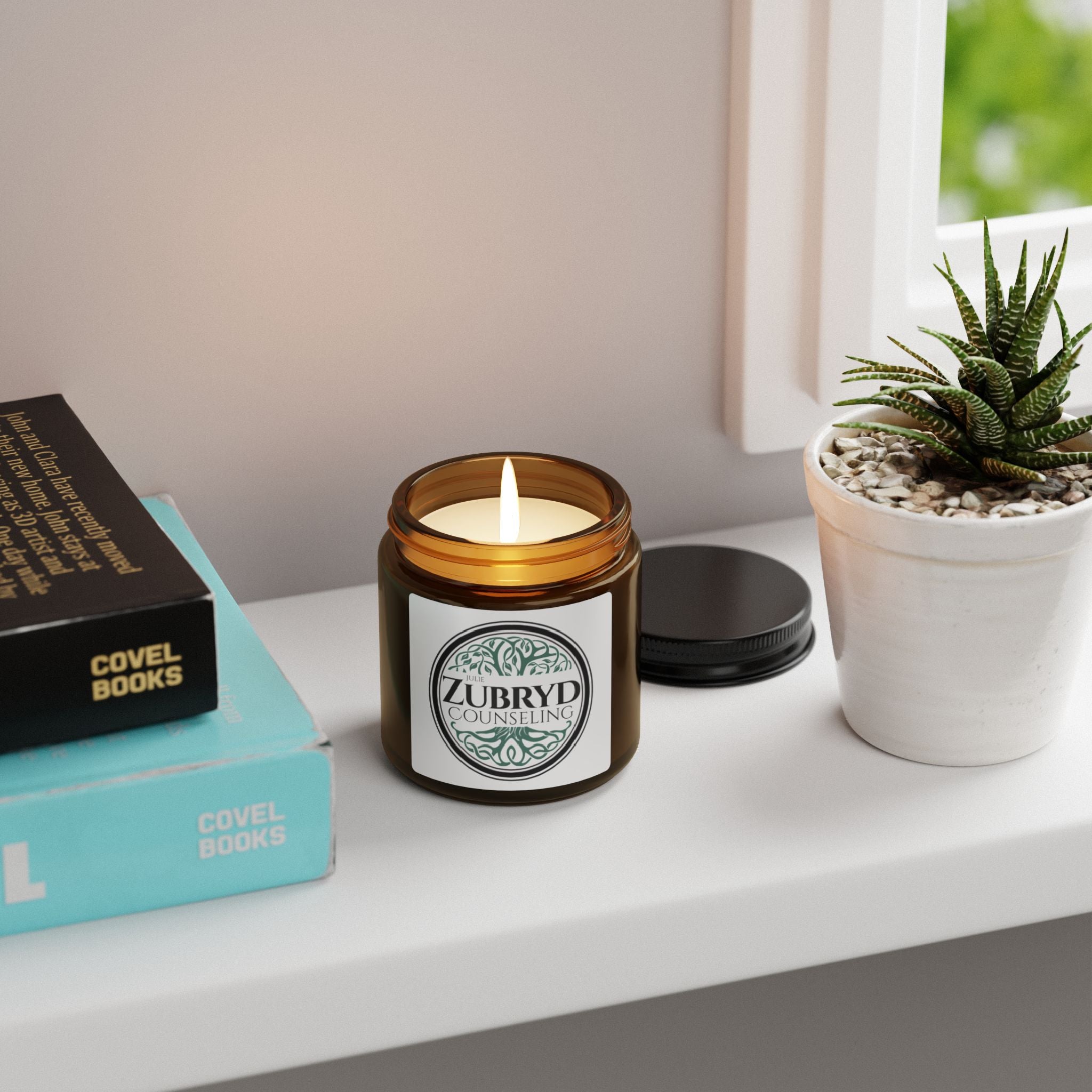 Zubryd Counseling Scented Soy Candle — Amber Jar Aromatherapy Candle for Relaxation & Stress Relief