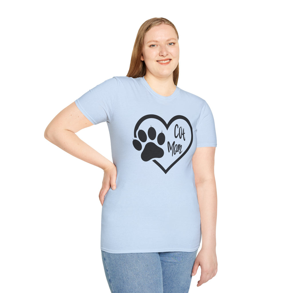 Cat Mom T-Shirt — Heart & Paw Graphic Tee for Cat Lovers