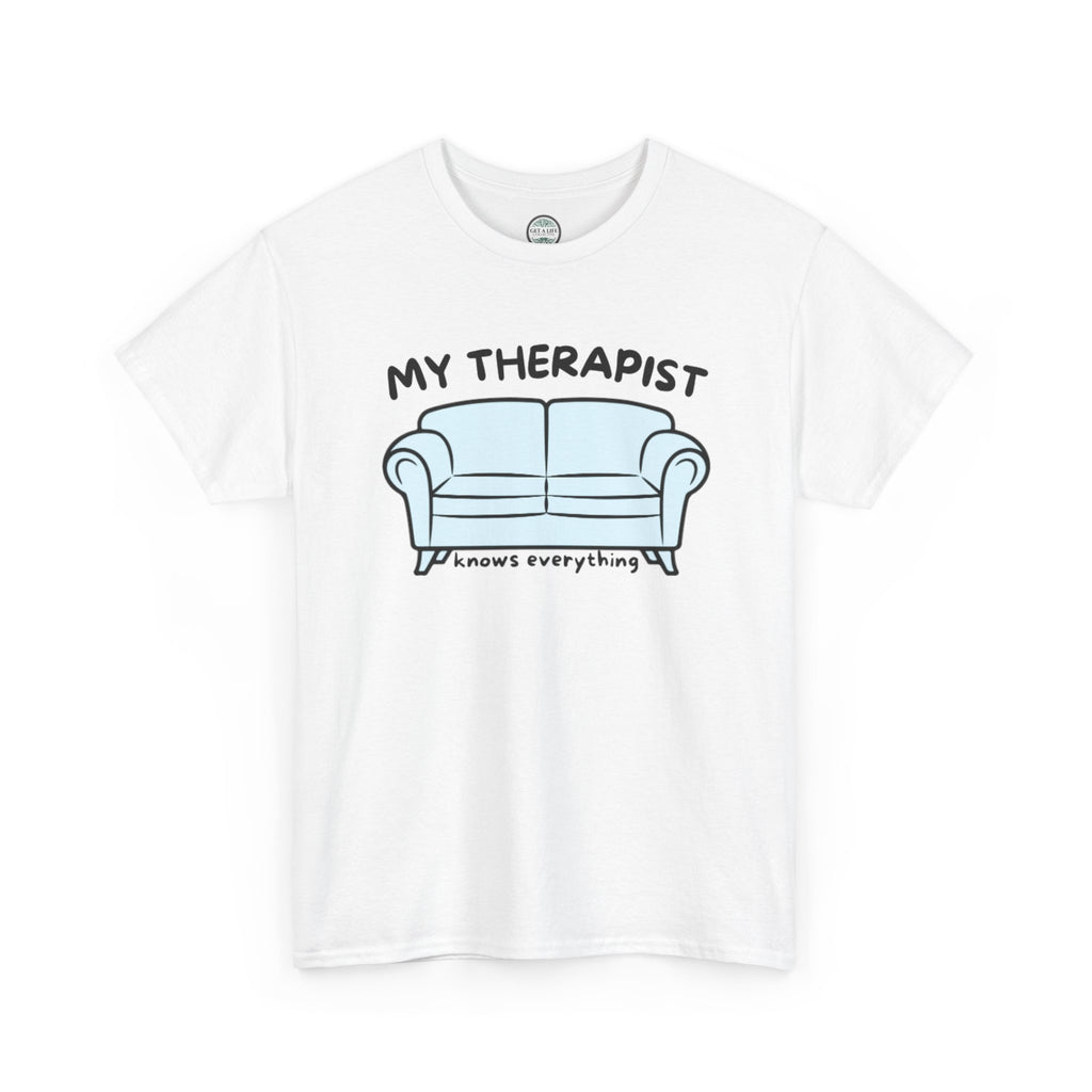 T-Shirt — 'My Therapist is My Couch' Funny Mental Health Couch Graphic Tee