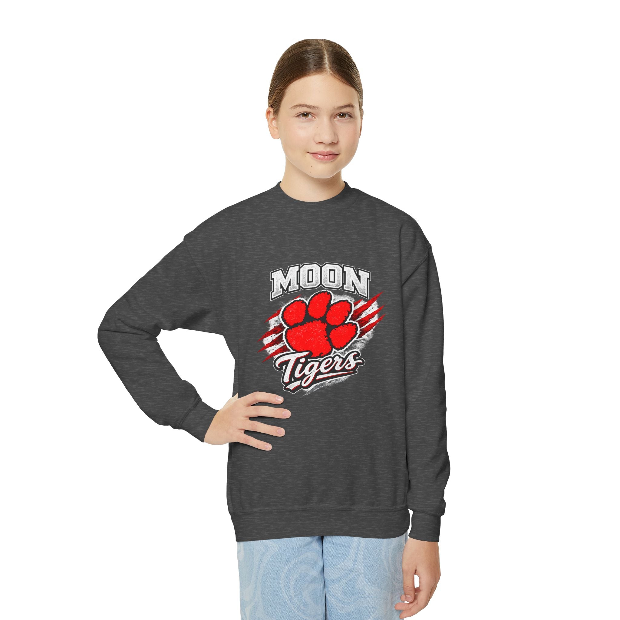 Youth Crewneck Sweatshirt - Moon Tigers Paw Graphic