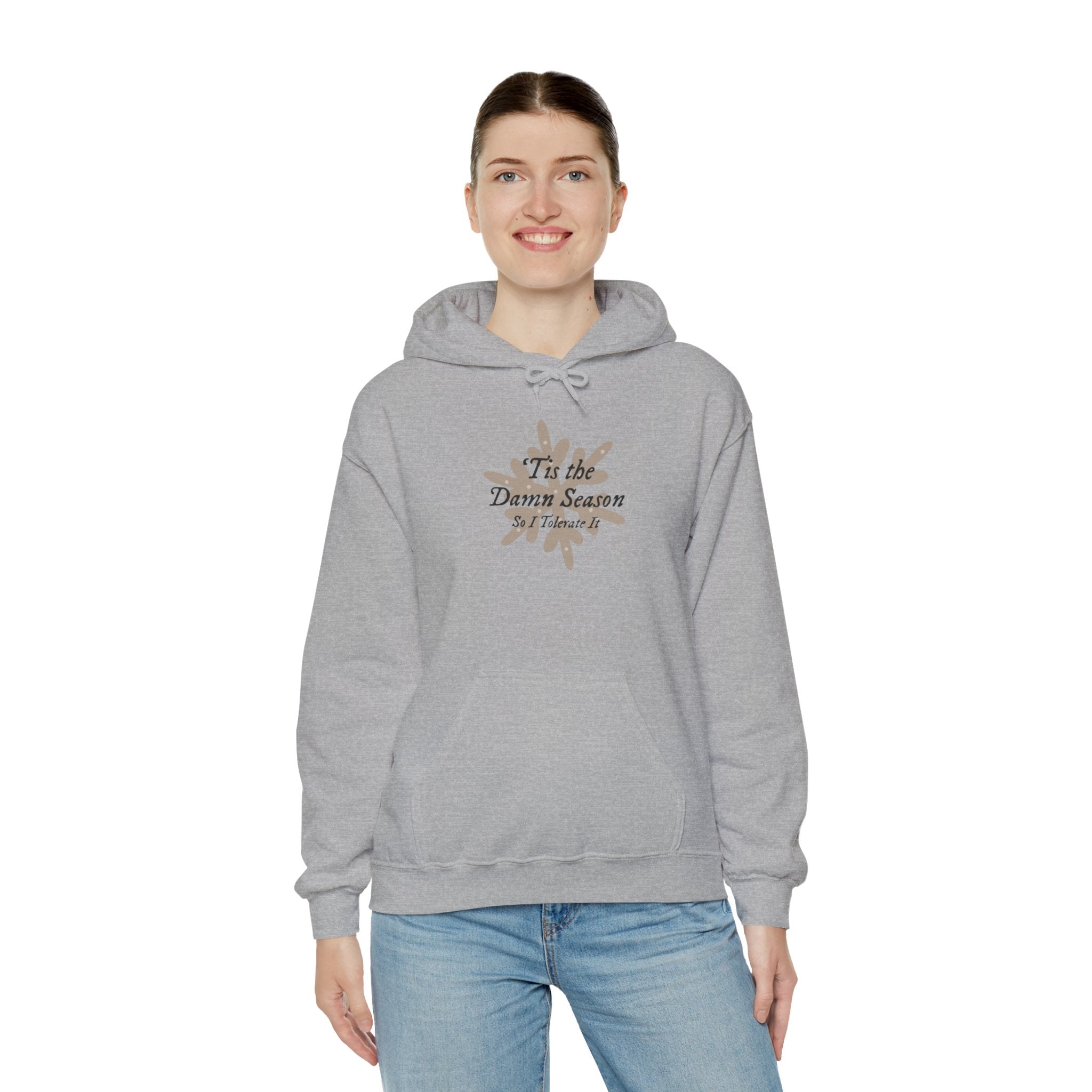 Hoodie — “Tis the Damn Season” Winter Leaves Cozy Pullover