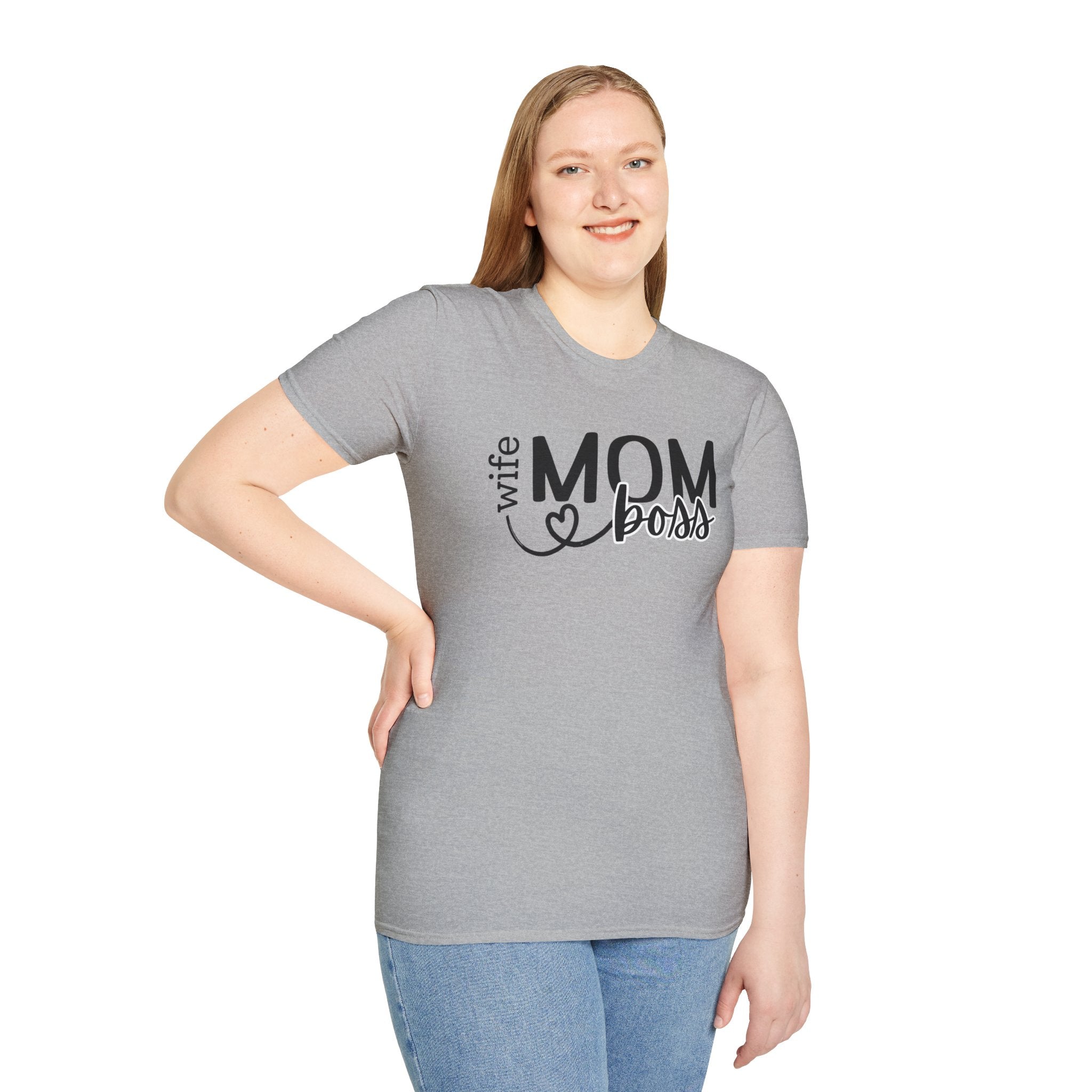 Mom Boss Wife T-Shirt – "Wife Mom Boss" Graphic Tee for Moms