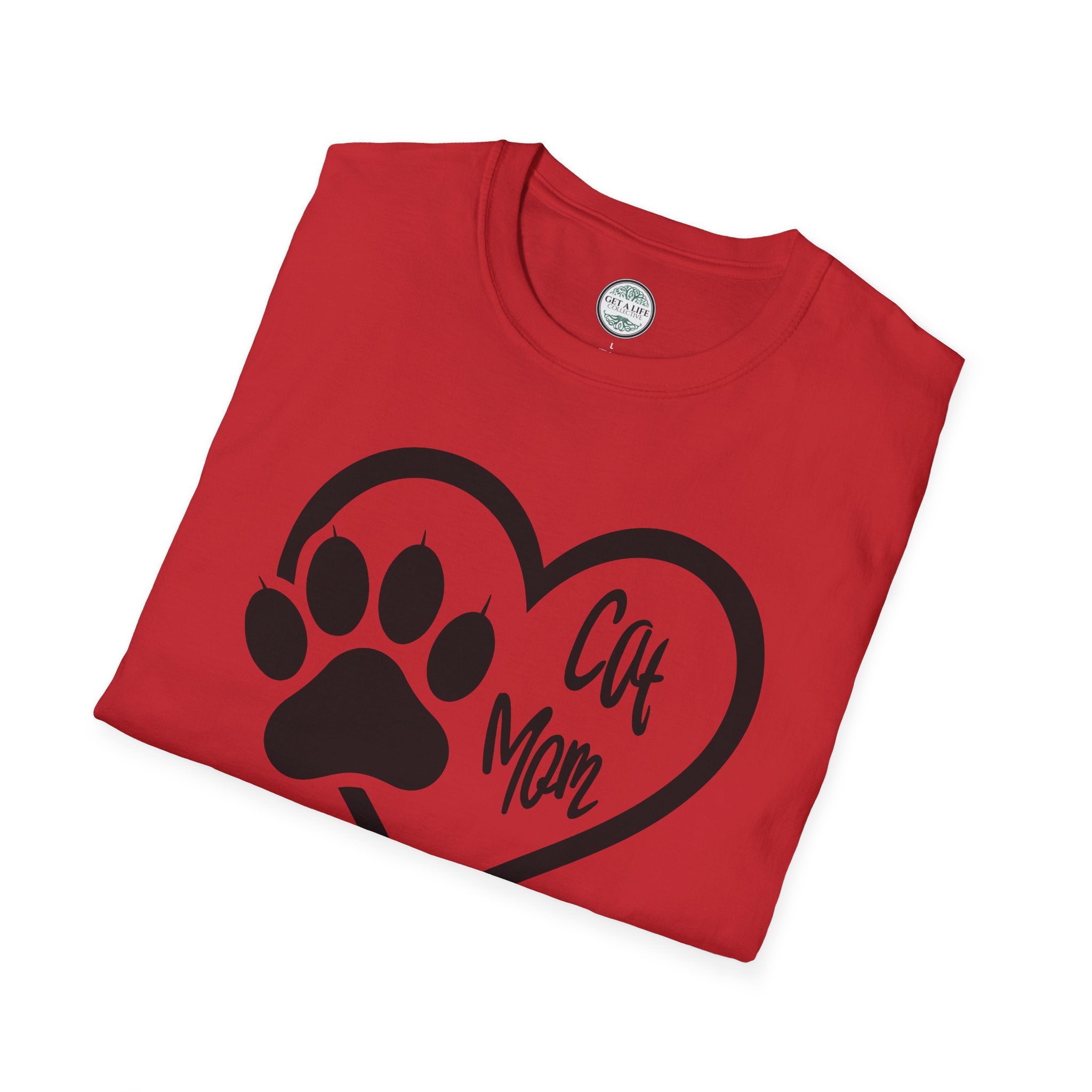 Cat Mom T-Shirt — Heart & Paw Graphic Tee for Cat Lovers