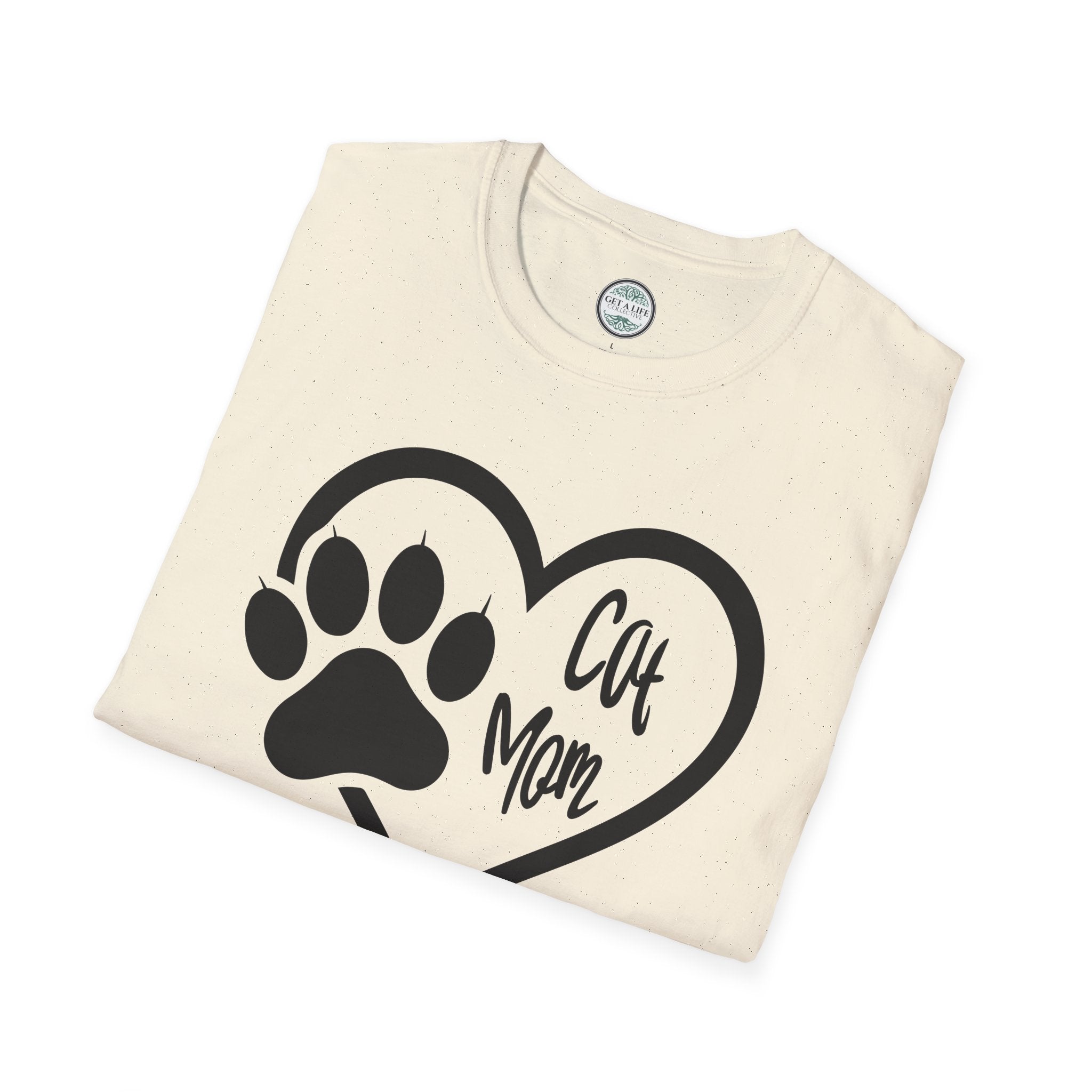 Cat Mom T-Shirt — Heart & Paw Graphic Tee for Cat Lovers