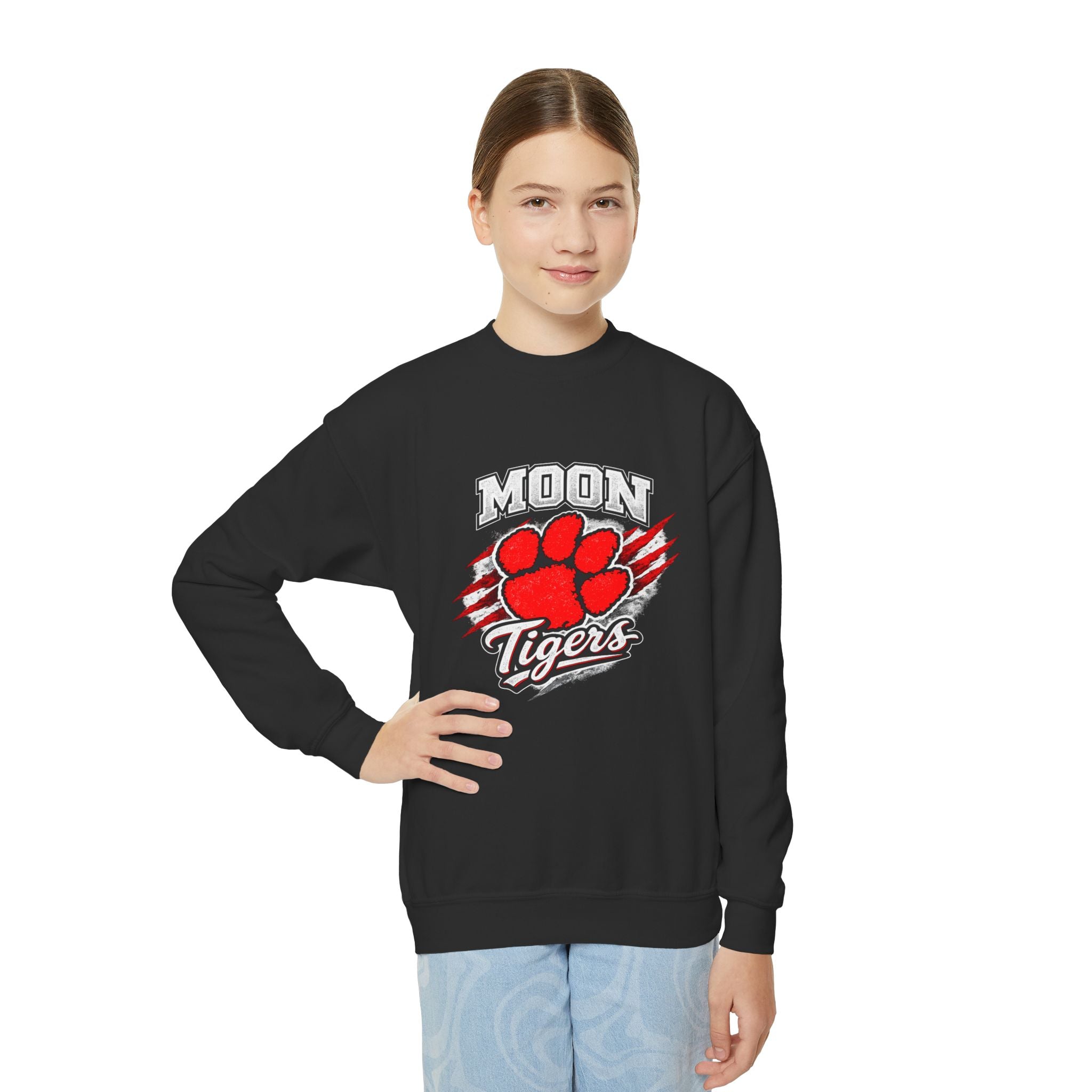 Youth Crewneck Sweatshirt - Moon Tigers Paw Graphic