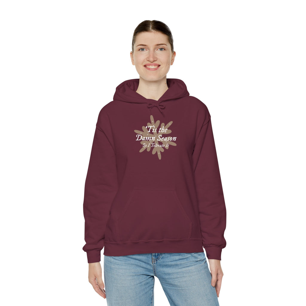 Hoodie — “Tis the Damn Season” Winter Leaves Cozy Pullover