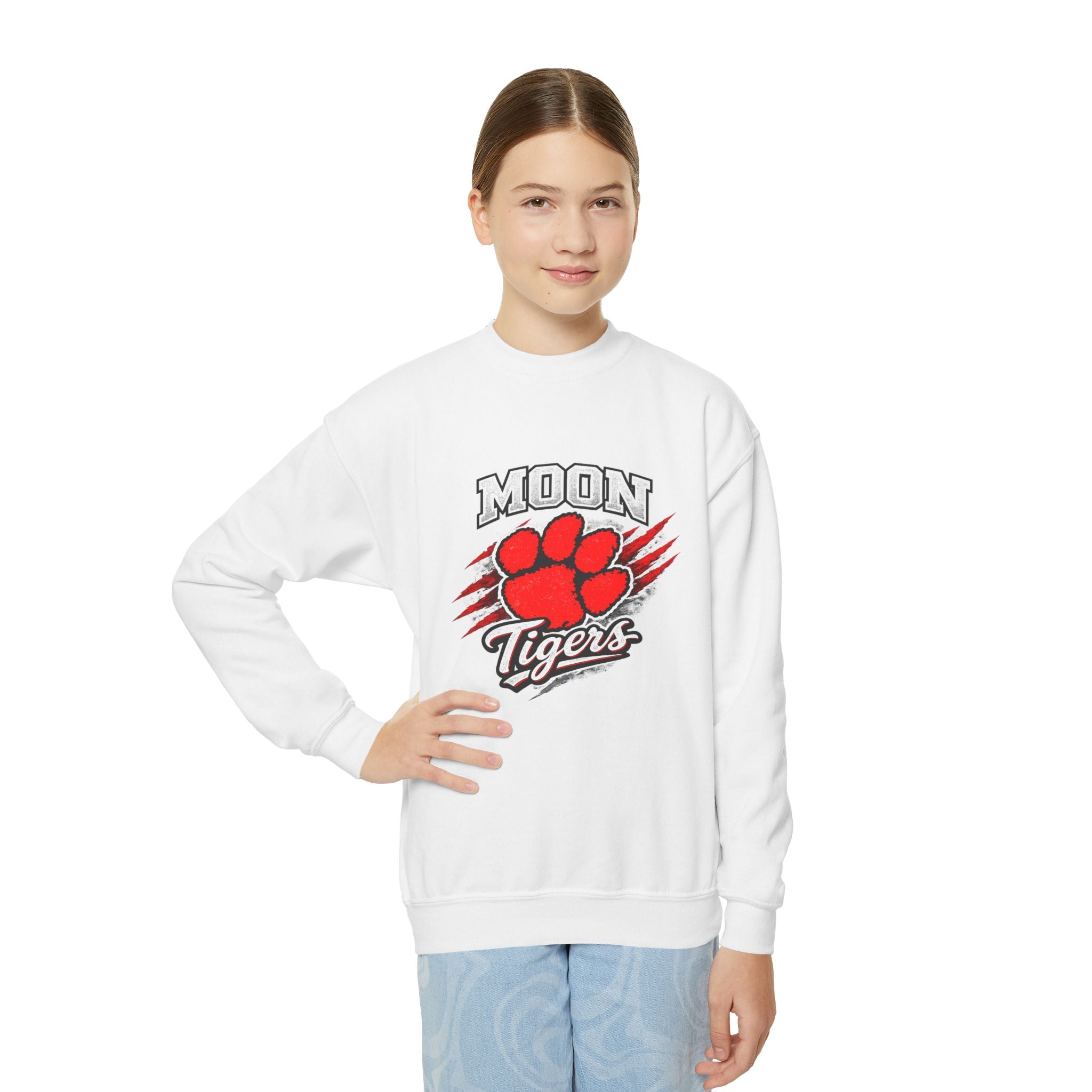 Youth Crewneck Sweatshirt - Moon Tigers Paw Graphic