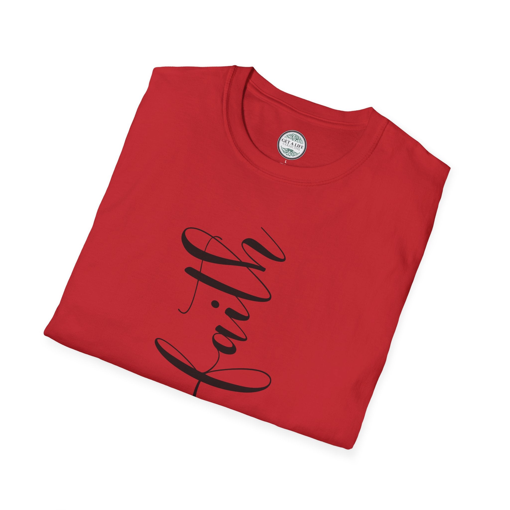 Faith Vertical Script T-Shirt — Elegant Religious Christian Tee