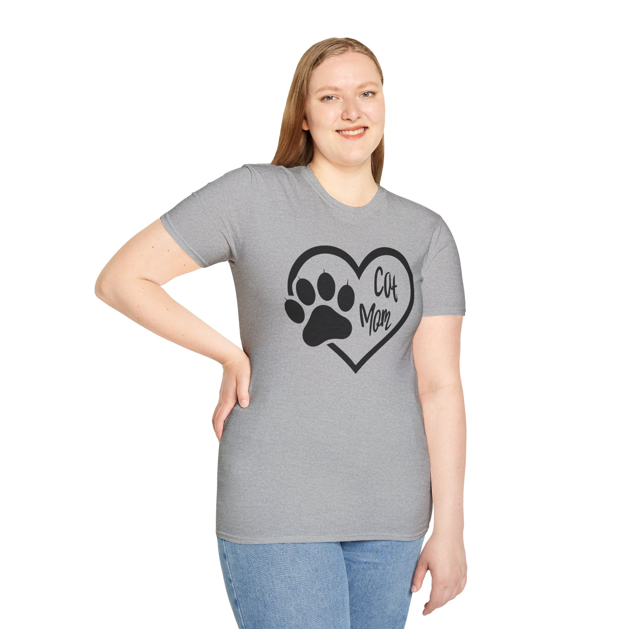 Cat Mom T-Shirt — Heart & Paw Graphic Tee for Cat Lovers