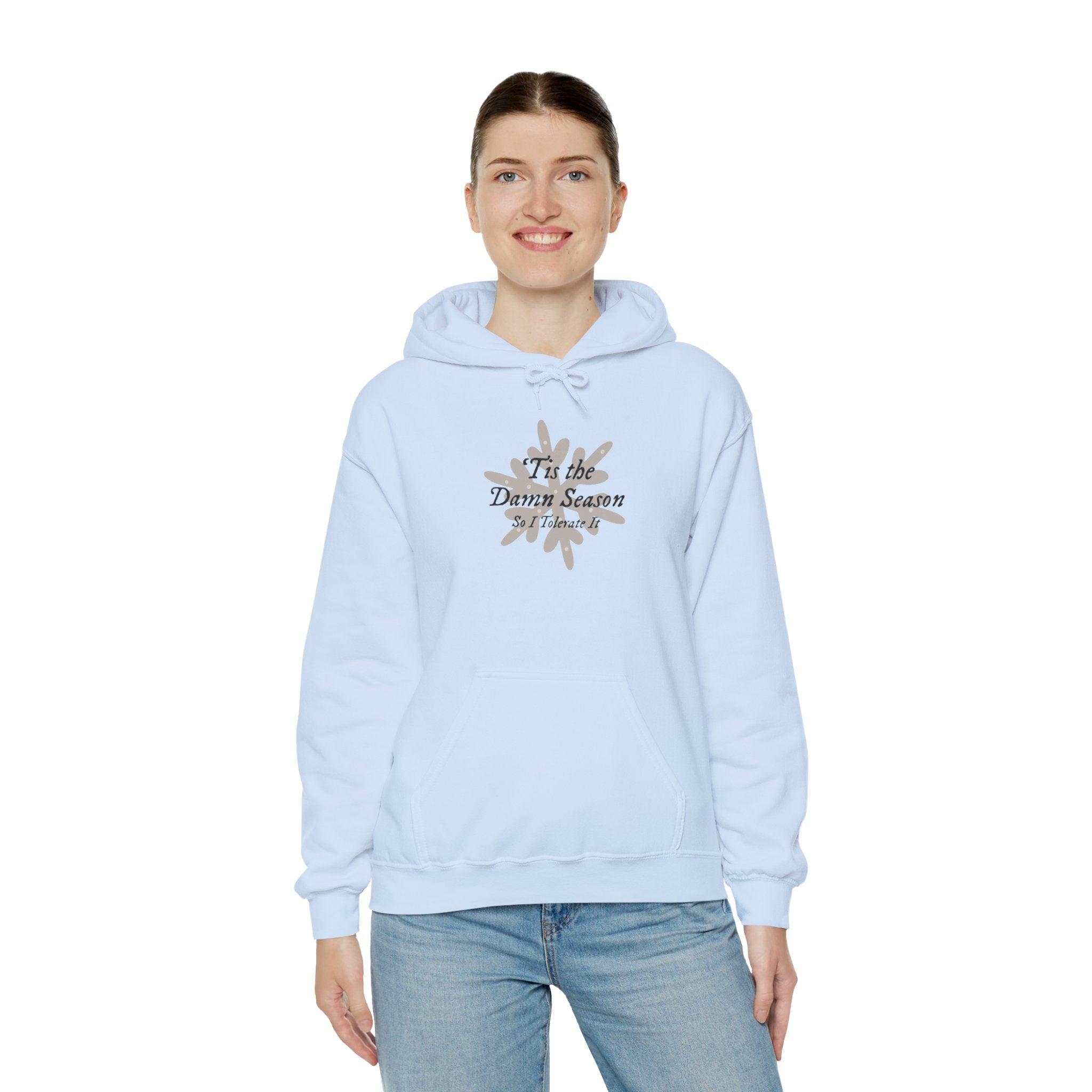 Hoodie — “Tis the Damn Season” Winter Leaves Cozy Pullover