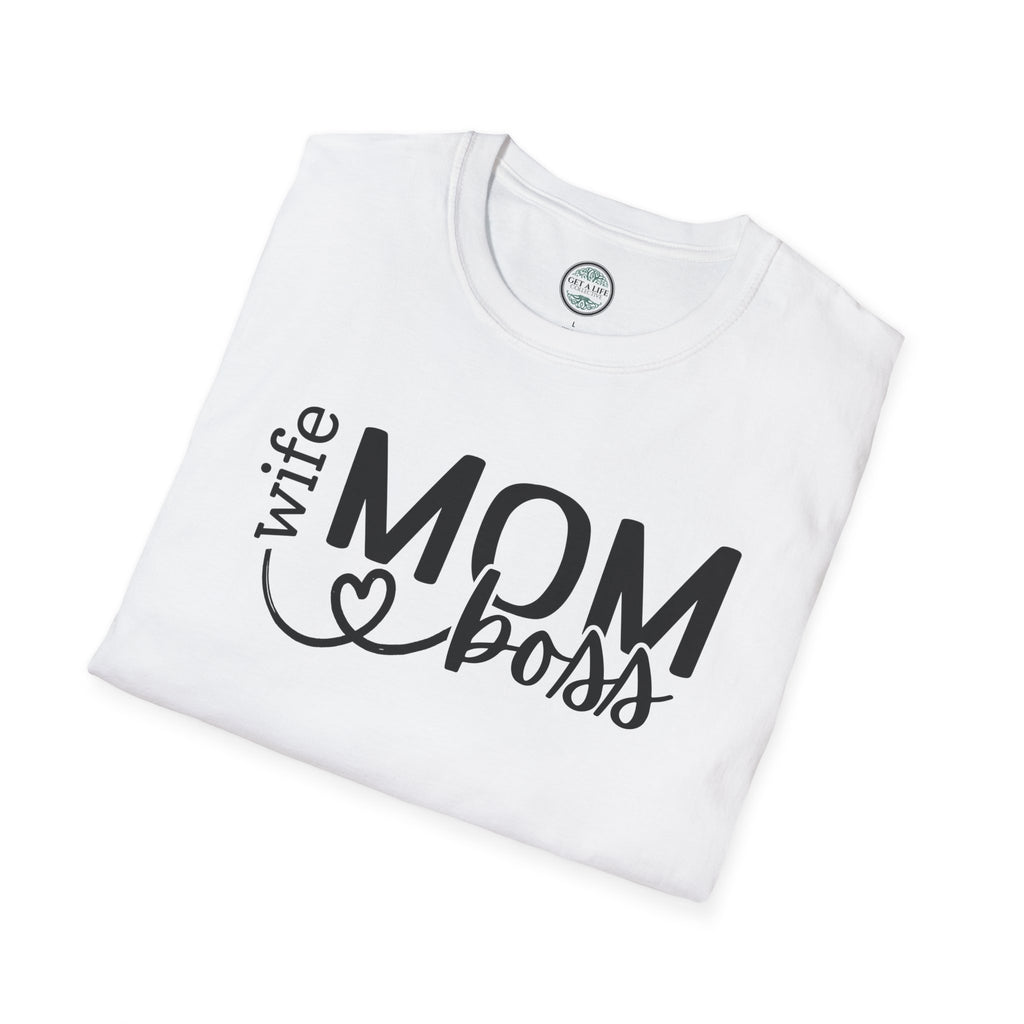 Mom Boss Wife T-Shirt – "Wife Mom Boss" Graphic Tee for Moms