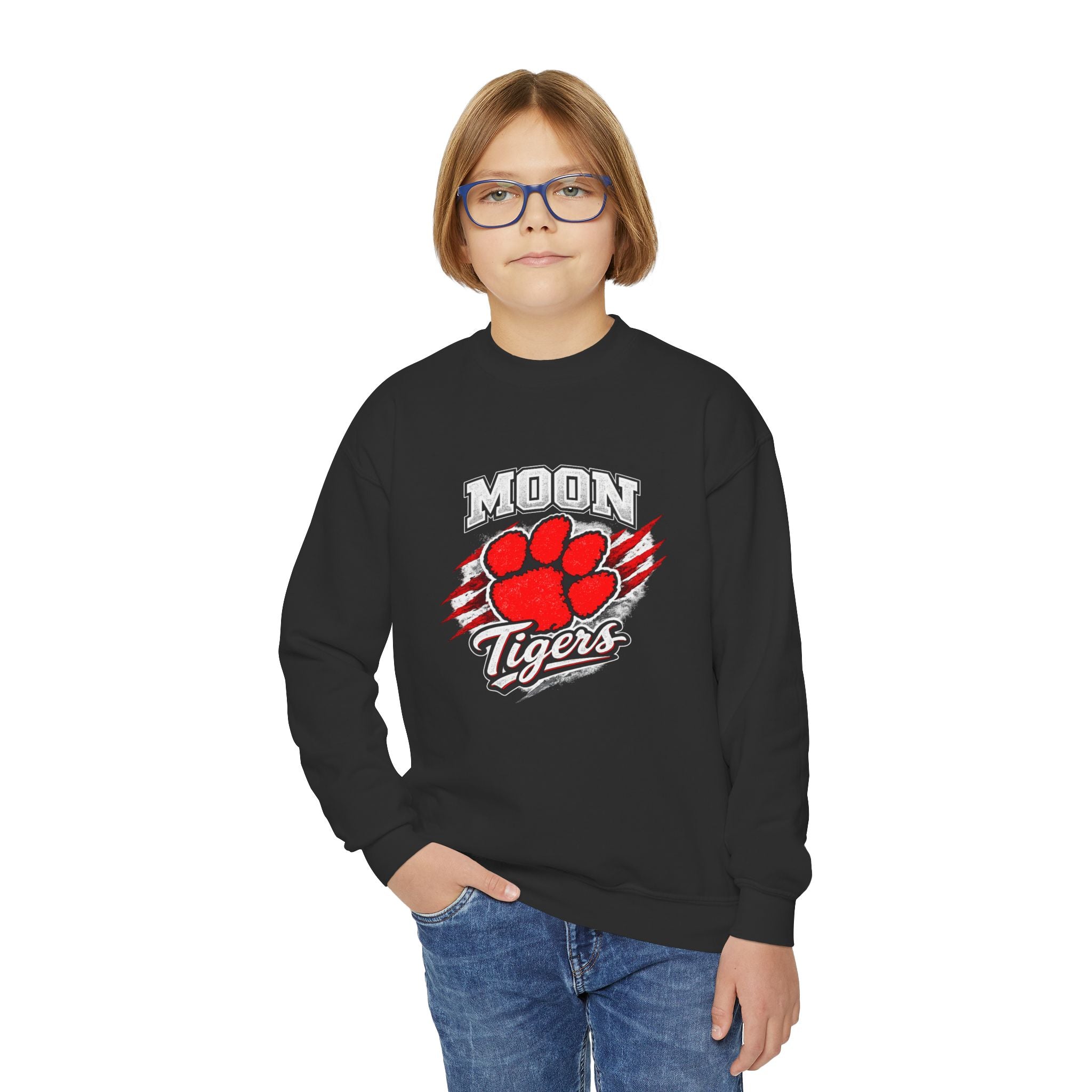 Youth Crewneck Sweatshirt - Moon Tigers Paw Graphic