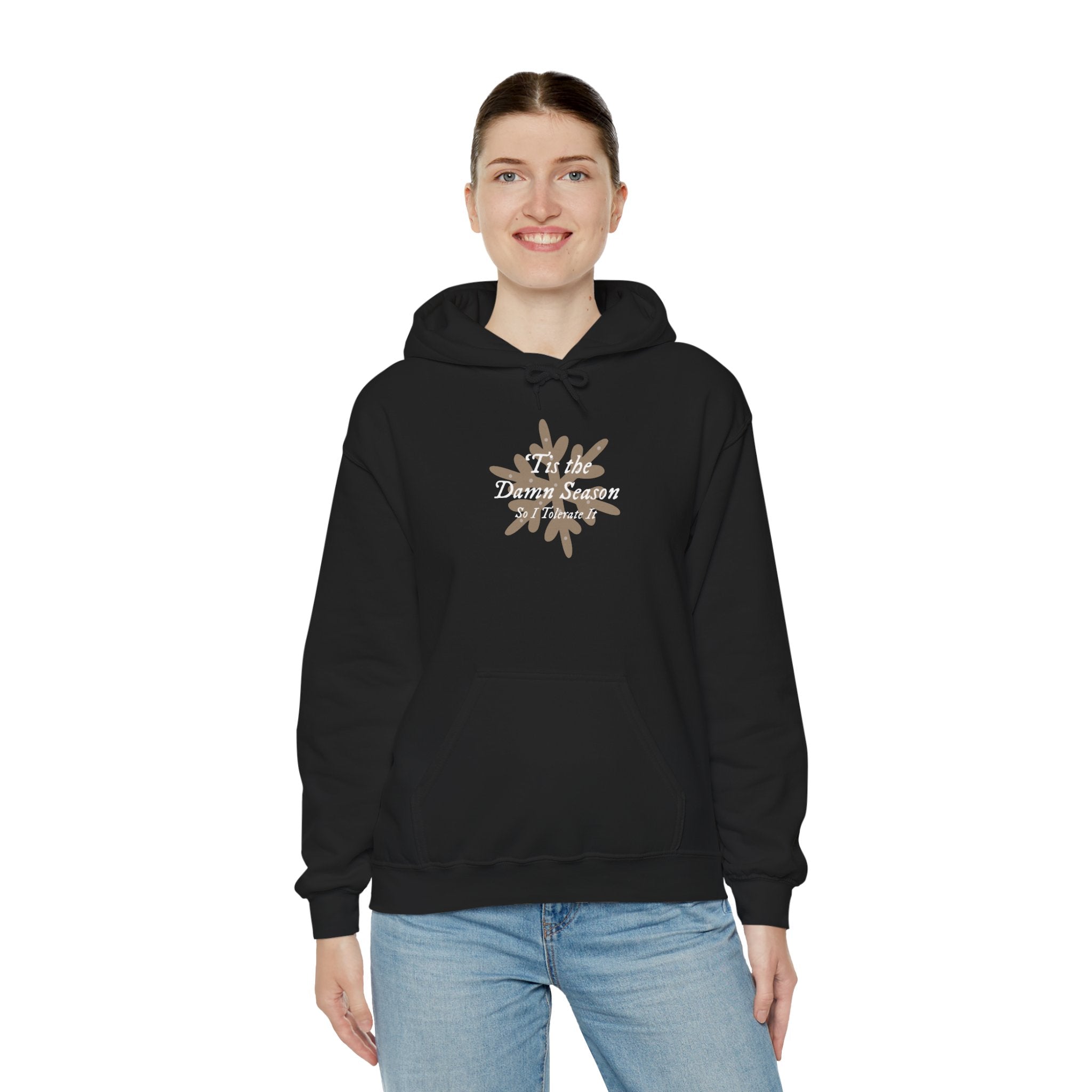 Hoodie — “Tis the Damn Season” Winter Leaves Cozy Pullover