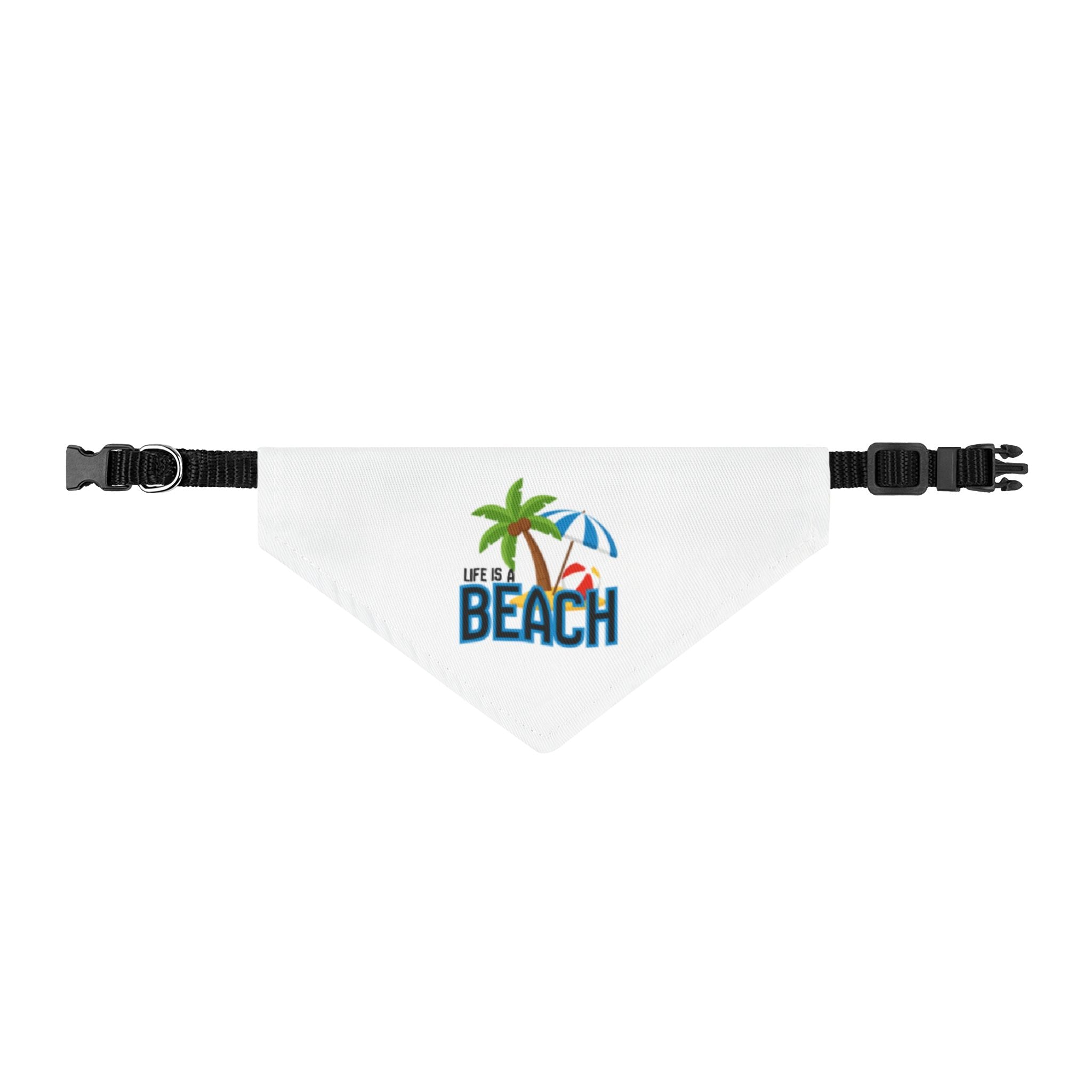 Clip-On Pet Bandana — "Life is a Beach" Tropical Dog Collar Accessory