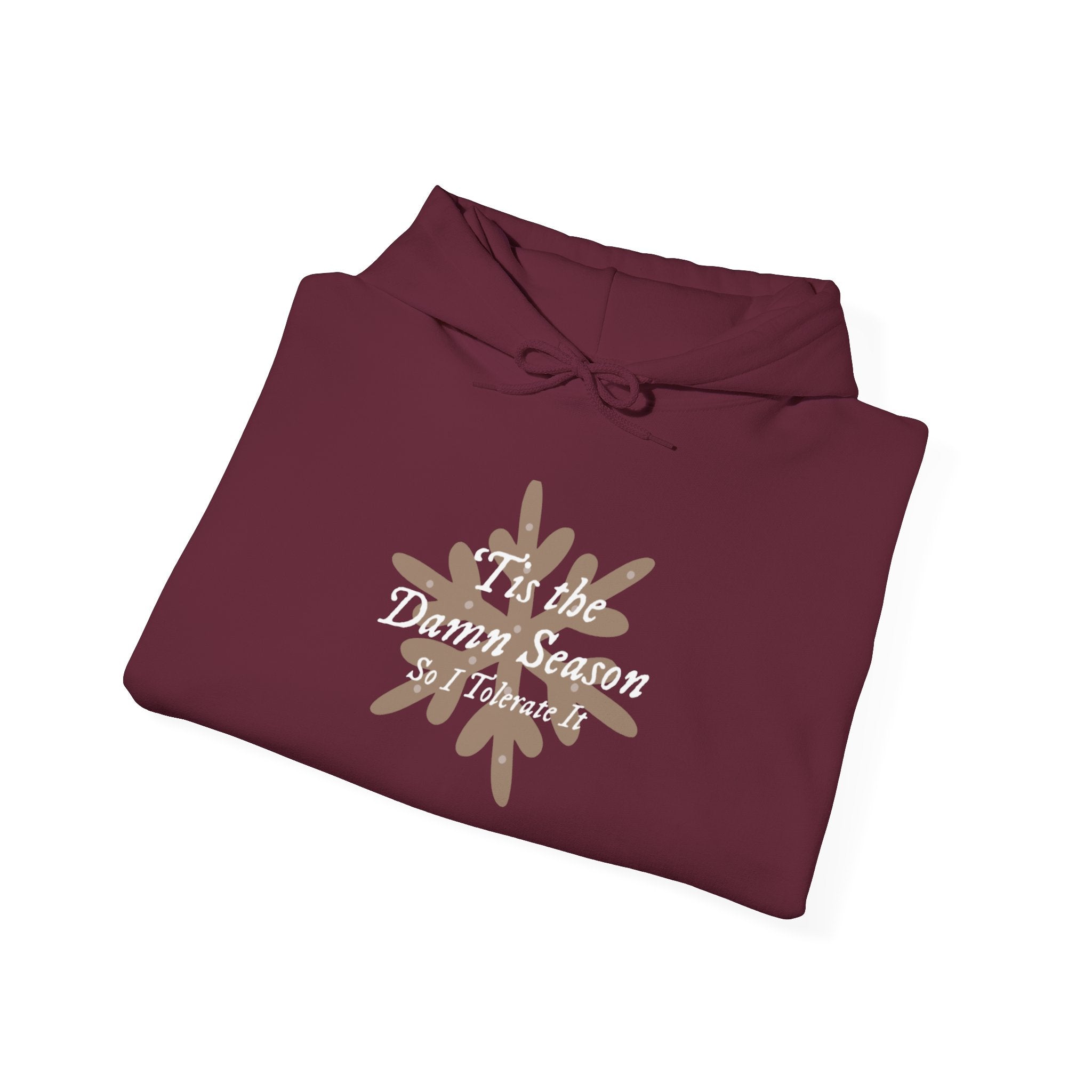 Hoodie — “Tis the Damn Season” Winter Leaves Cozy Pullover