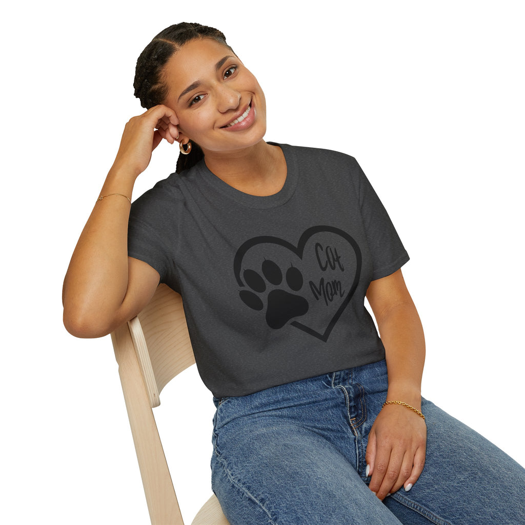 Cat Mom T-Shirt — Heart & Paw Graphic Tee for Cat Lovers