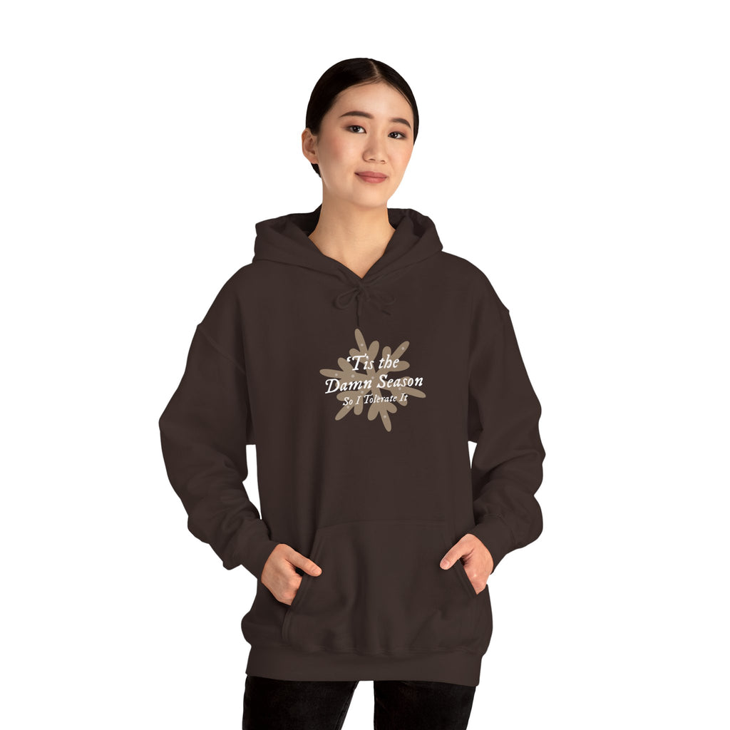Hoodie — “Tis the Damn Season” Winter Leaves Cozy Pullover