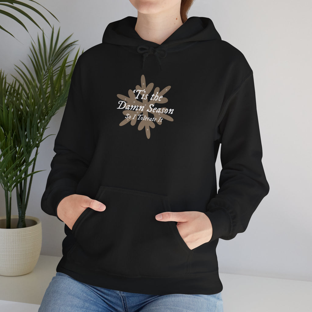 Hoodie — “Tis the Damn Season” Winter Leaves Cozy Pullover