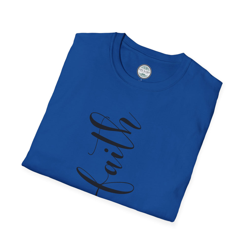 Faith Vertical Script T-Shirt — Elegant Religious Christian Tee